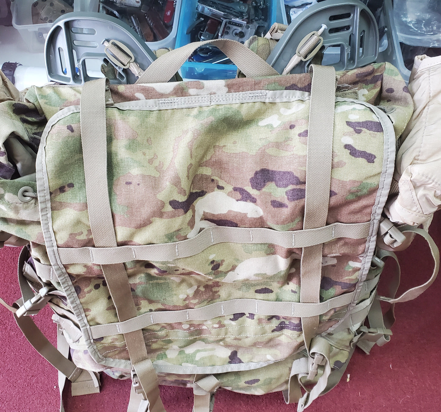 "SFAS Ready" OCP Large Molle II Ruck Modification Configuration w/ 2 x 2Qt Tan Canteen Covers