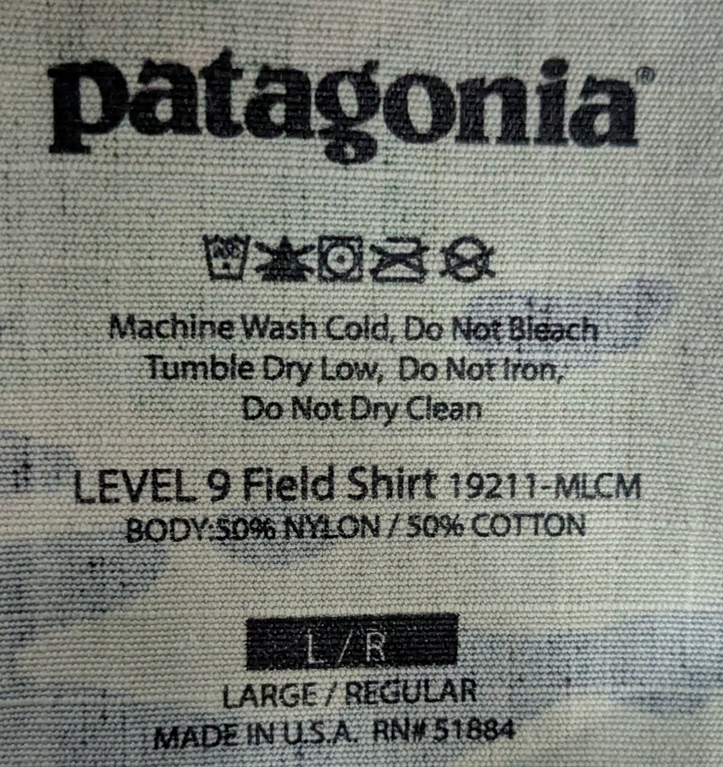 Patagonia Level 9 Field Shirt Large Regular (CB9-25Sep102)
