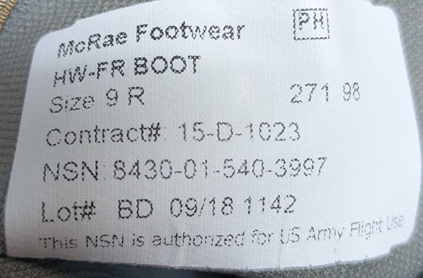 NWT McRae Hot Weather Combat Boots FR 9 Regular (DB11-25Jul61)
