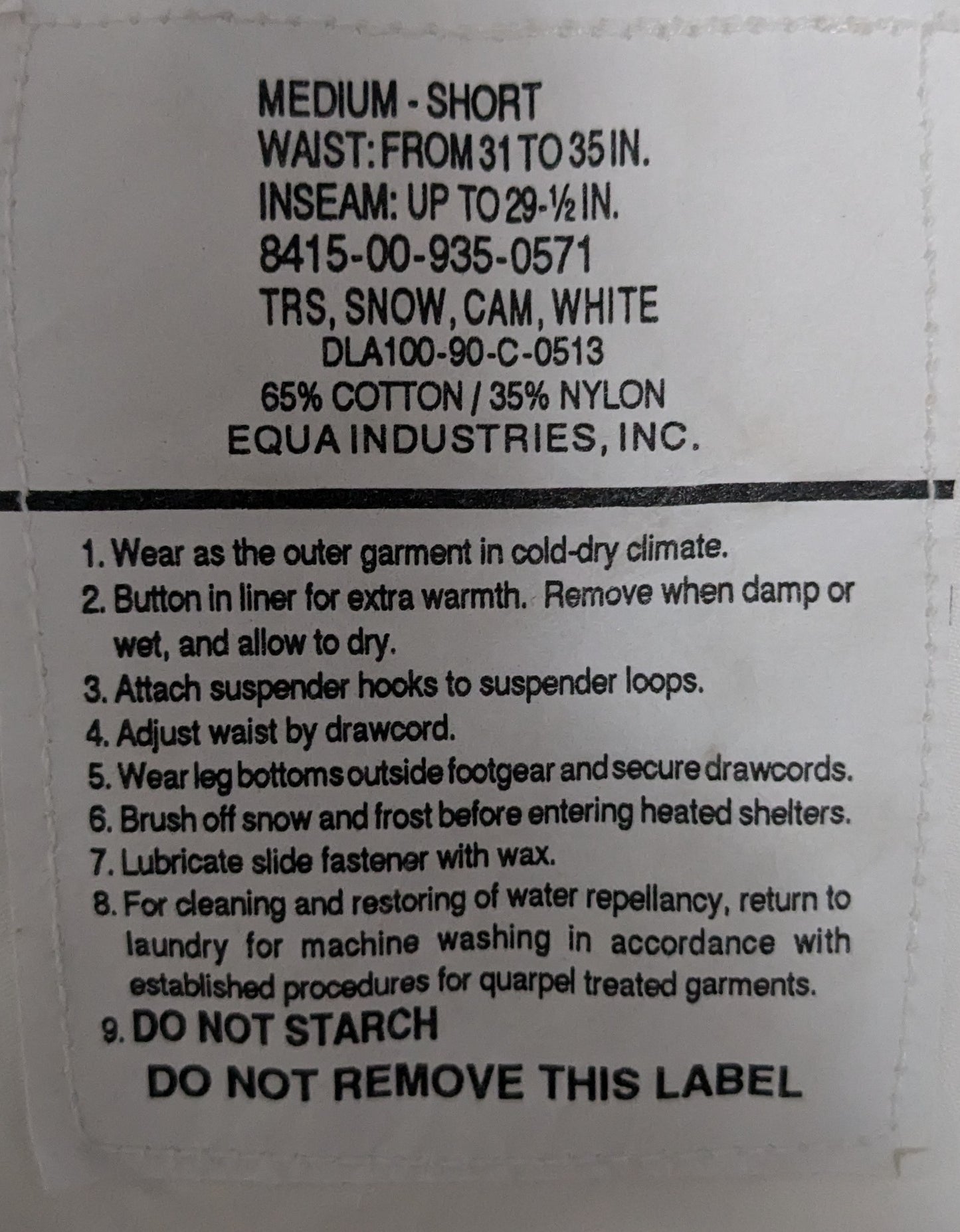 Snow Cam, Trousers (Medium Short) and Parka (Medium) (fb12-25Jun82)