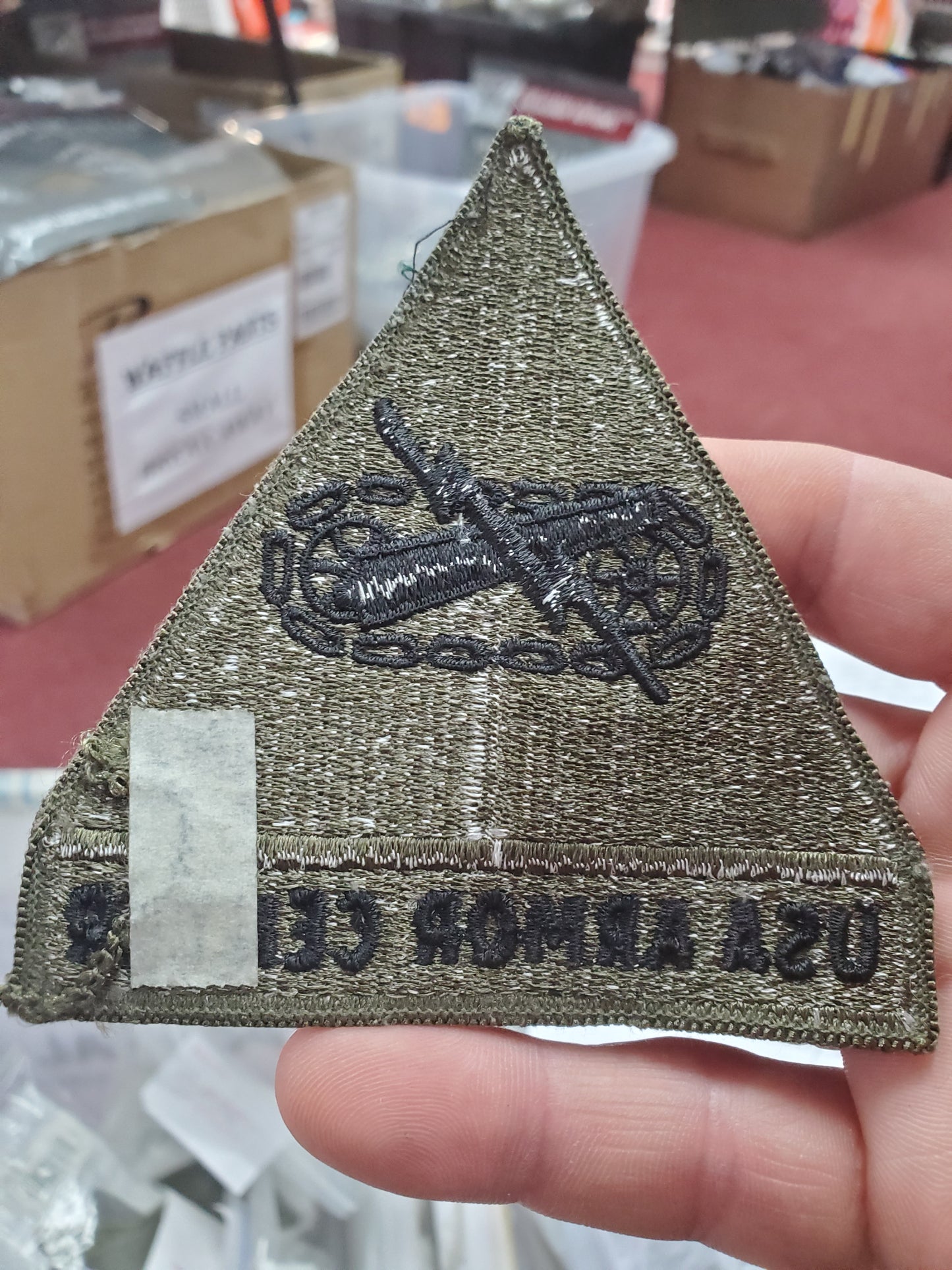 US Army USA ARMOR CENTER Patch Sew On Subdued OD Woodland (bu06-uac)