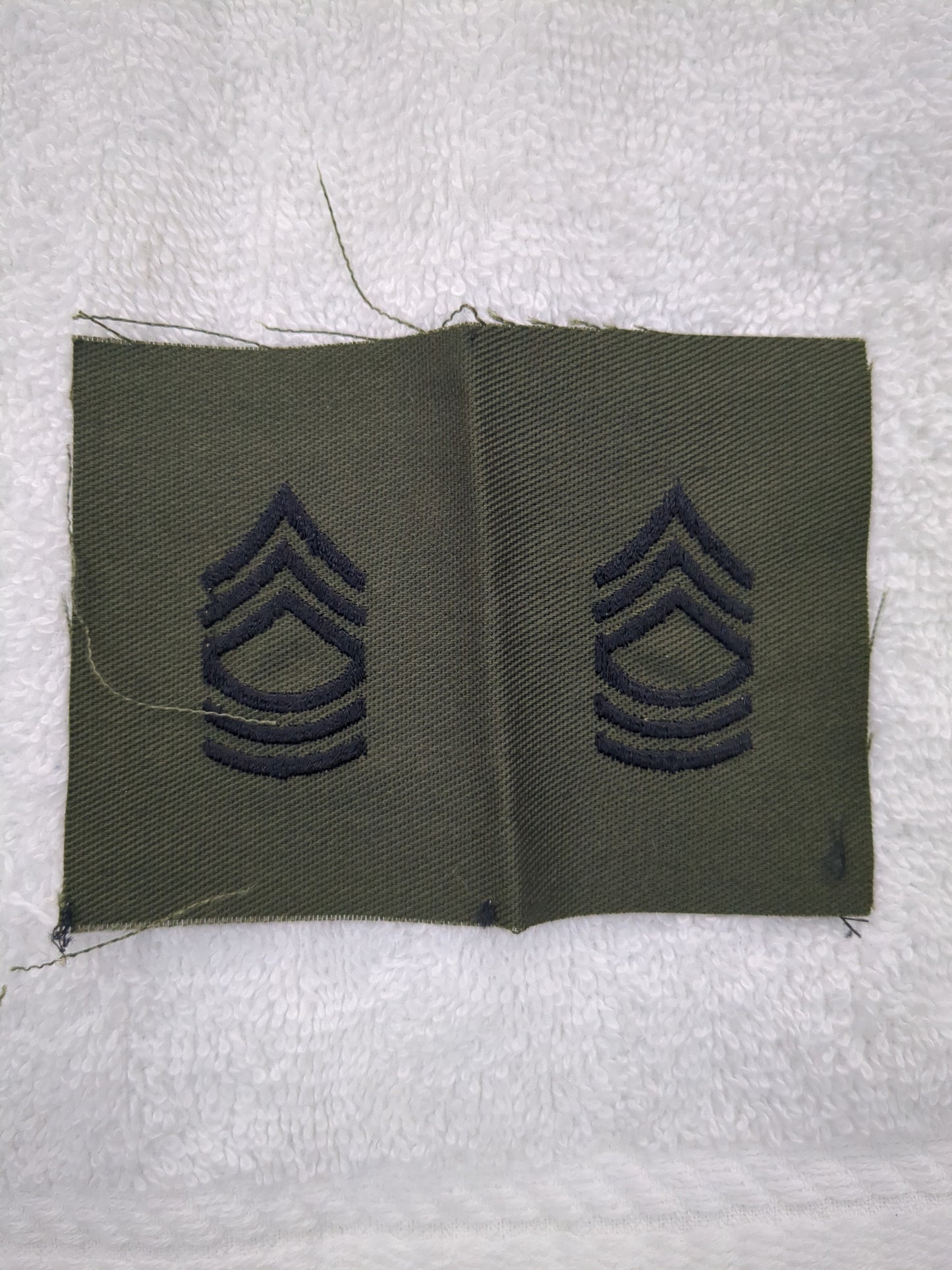 Set of 2 (pair) - US Army MSG Master Sergeant Sew-On Rank Subdued OD Black (WSB11-MSGSewn)