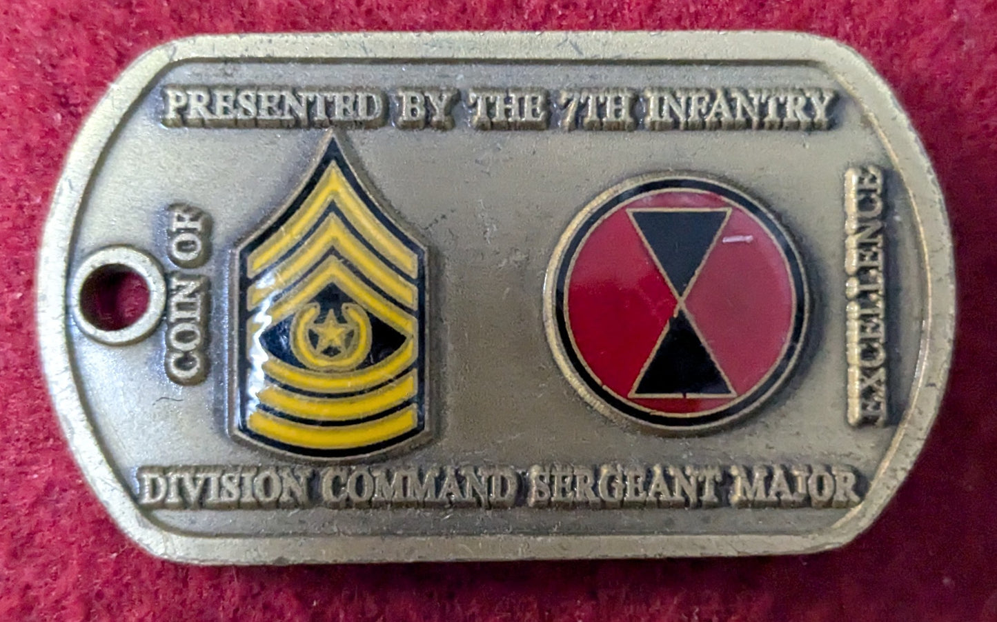 Challenge Coin U.S. Military Code of Excellence Presented by the 7th Infantry (25May59)