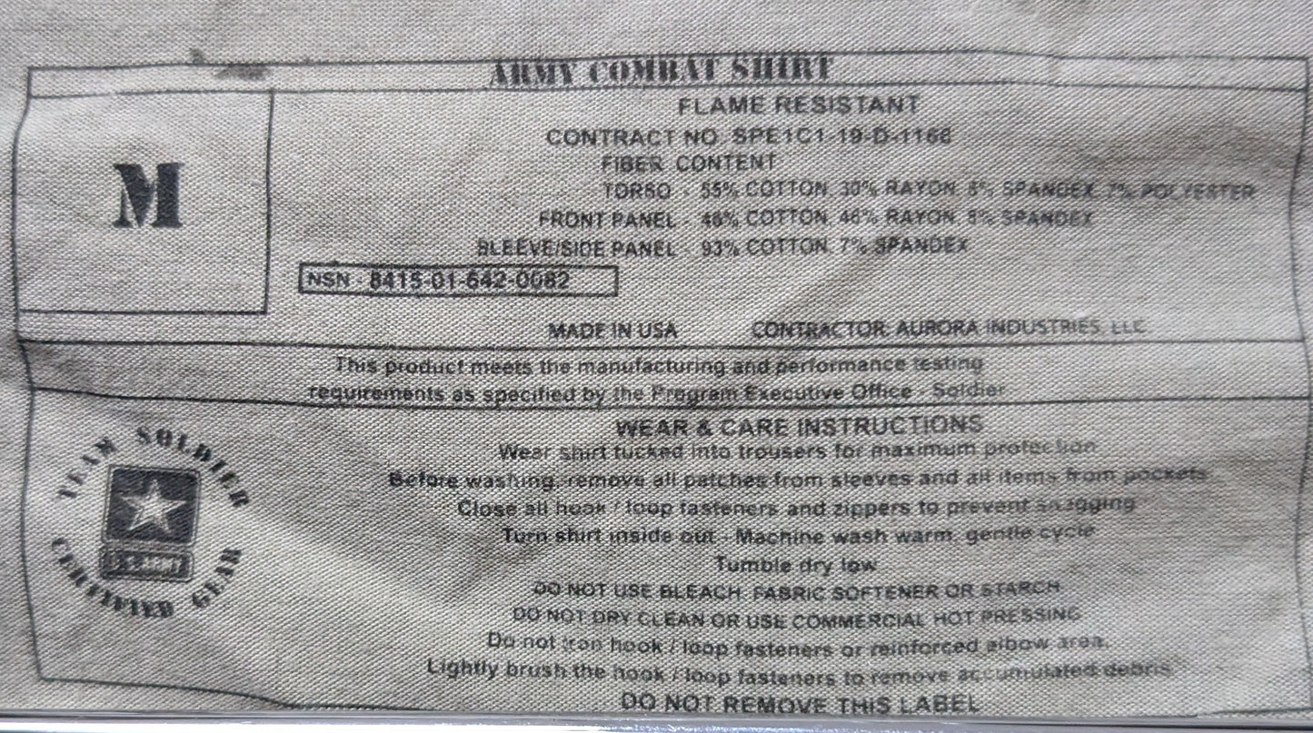 US Army 1/4 Zip Combat Shirt, OCP FRAC Medium (da14-25MAR67)