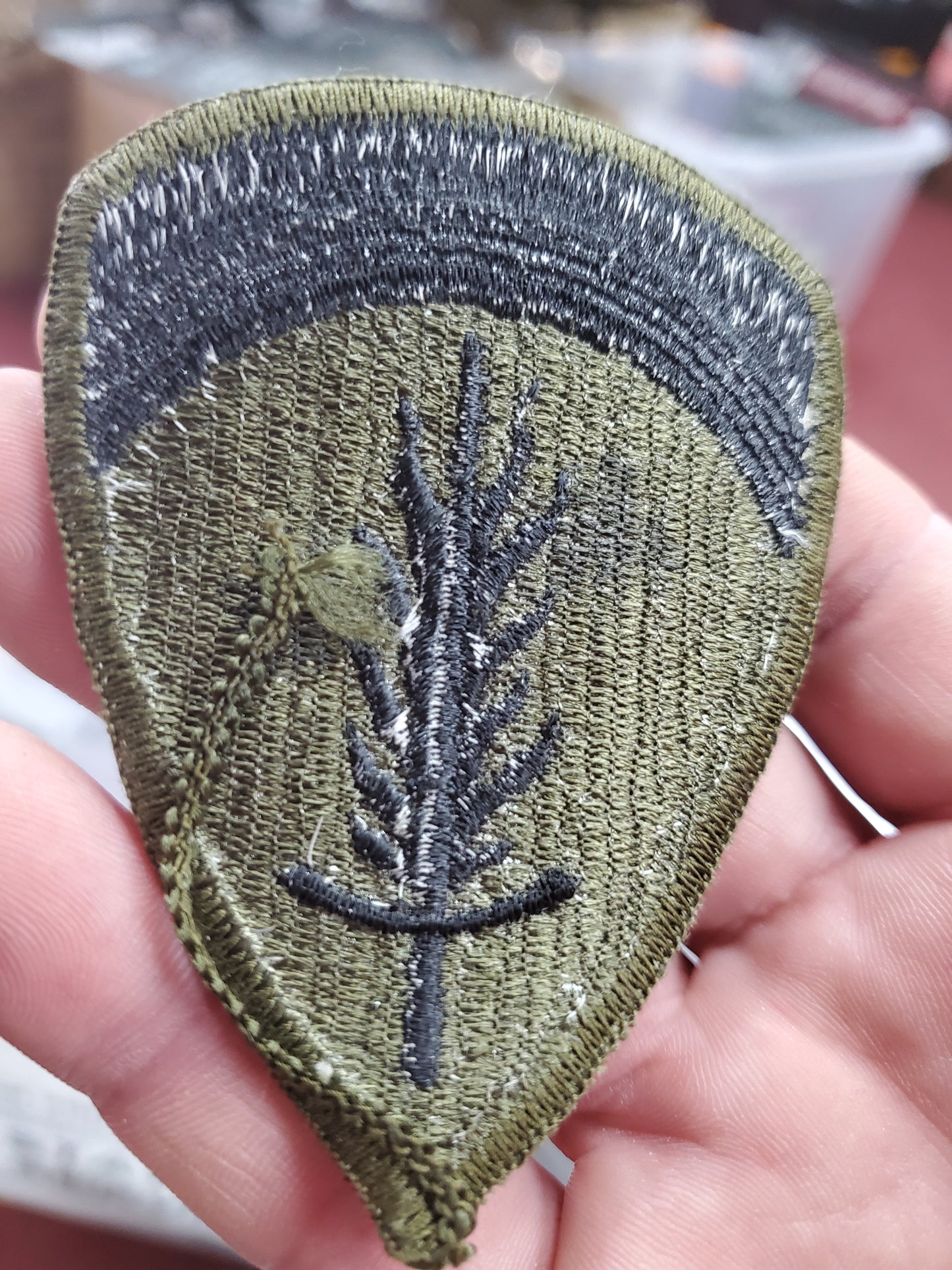NOS US Army EUCOM US European Command Sew on Patch Subdued OD Woodland Camouflage (bu06-uec)