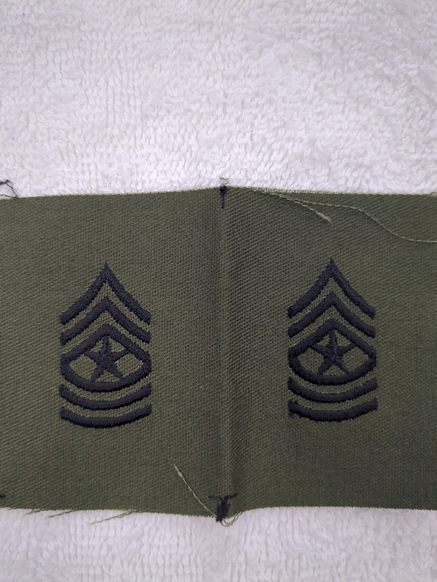 Set of 2 (pair) - US Army SGM Sergeant Major Sew-On Rank Subdued OD Black (wsb11-SGMSewOn)