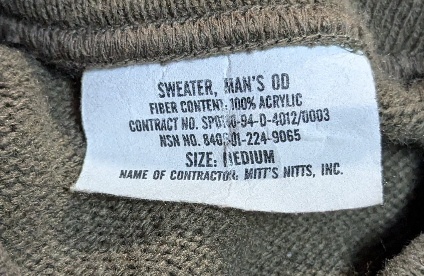 Sweater Man's OD Mitts and Nitts (fa03-25APR105)