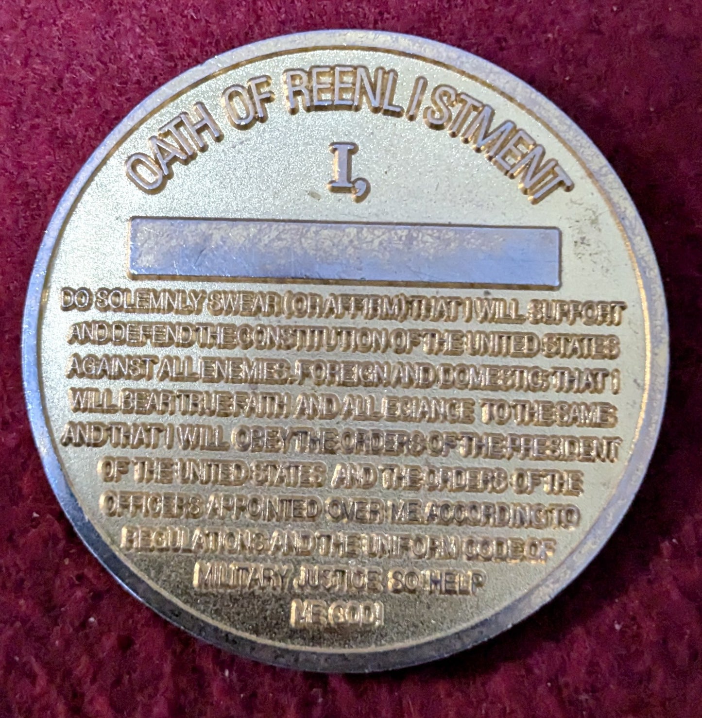 Challenge Coin 3D Corps Support Command Reenlistment (chcc-25May68)
