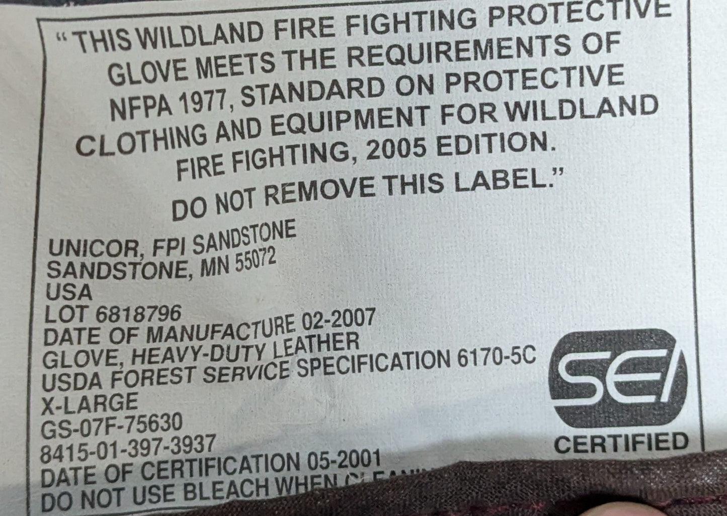 Heavy Duty Leather Gloves, Wildland Fire Fighting White X-Large (FA8-26Apr28)