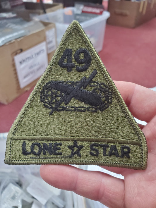 US Army 49th ARMORED DIVISION Patch Sew On Subdued OD Woodland (bu06-49ad)