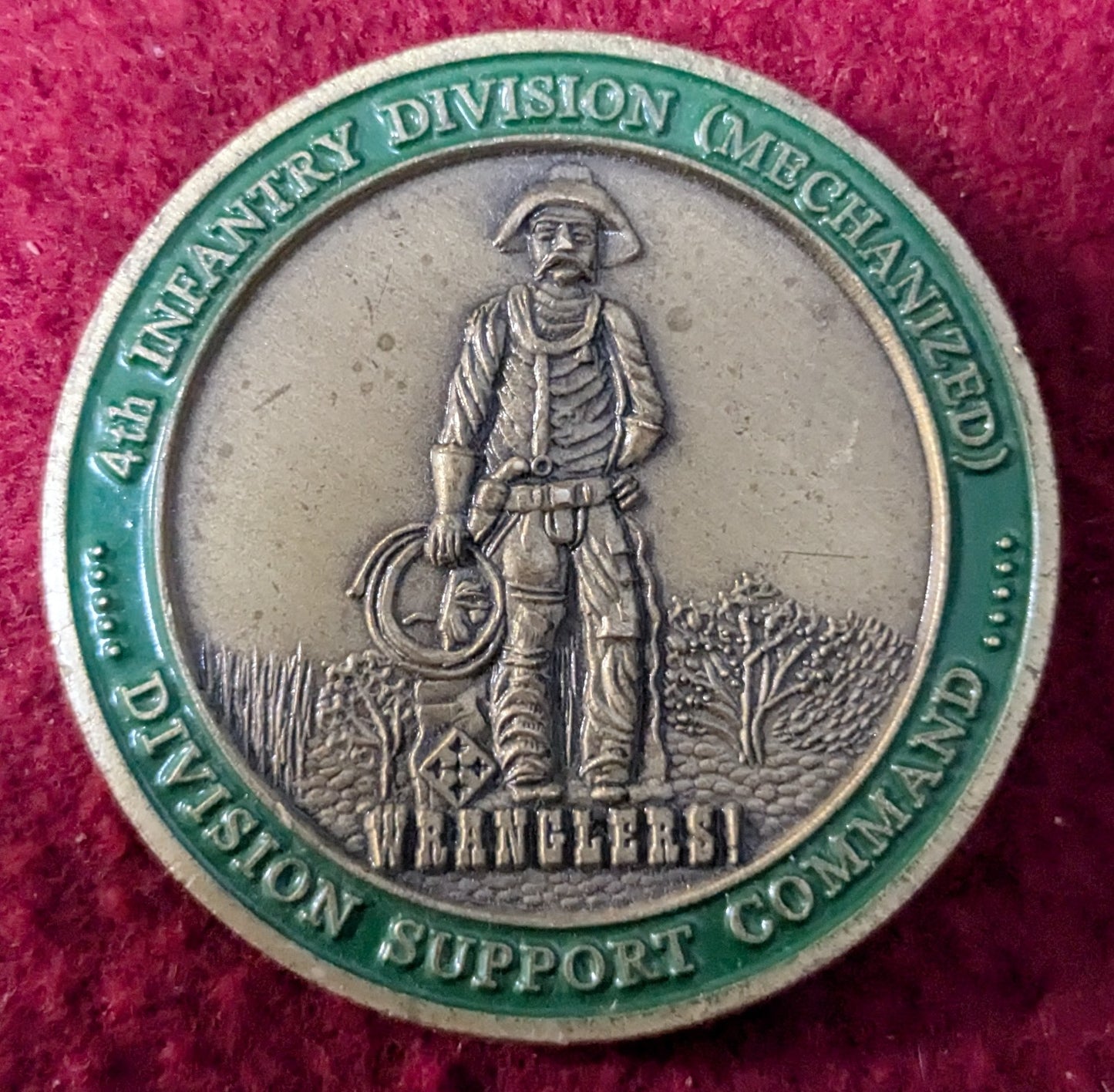 Challenge Coin 4th Division Mechanized Support Command Wranglers (chcc-25May74)