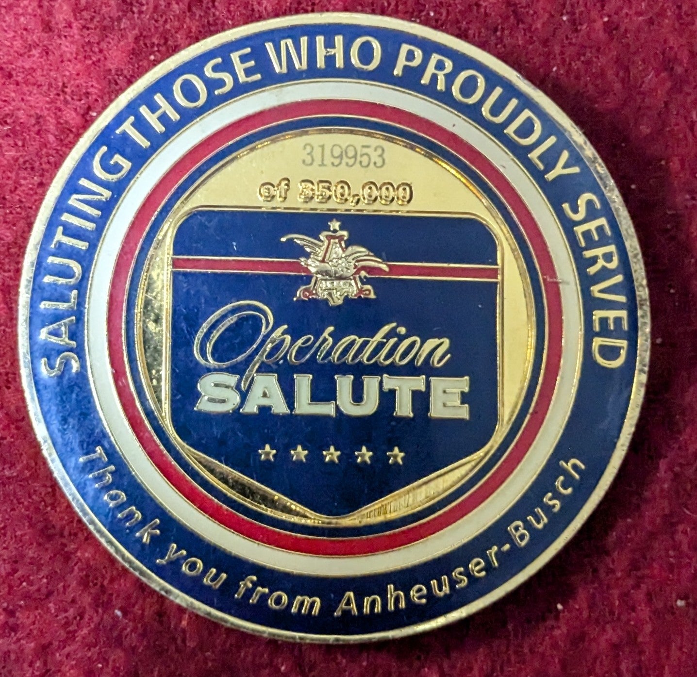 Challenge Coin Operation Iraqi Freedom Letting Freedom Ring Anheuser-Busch (chcc-25May50)
