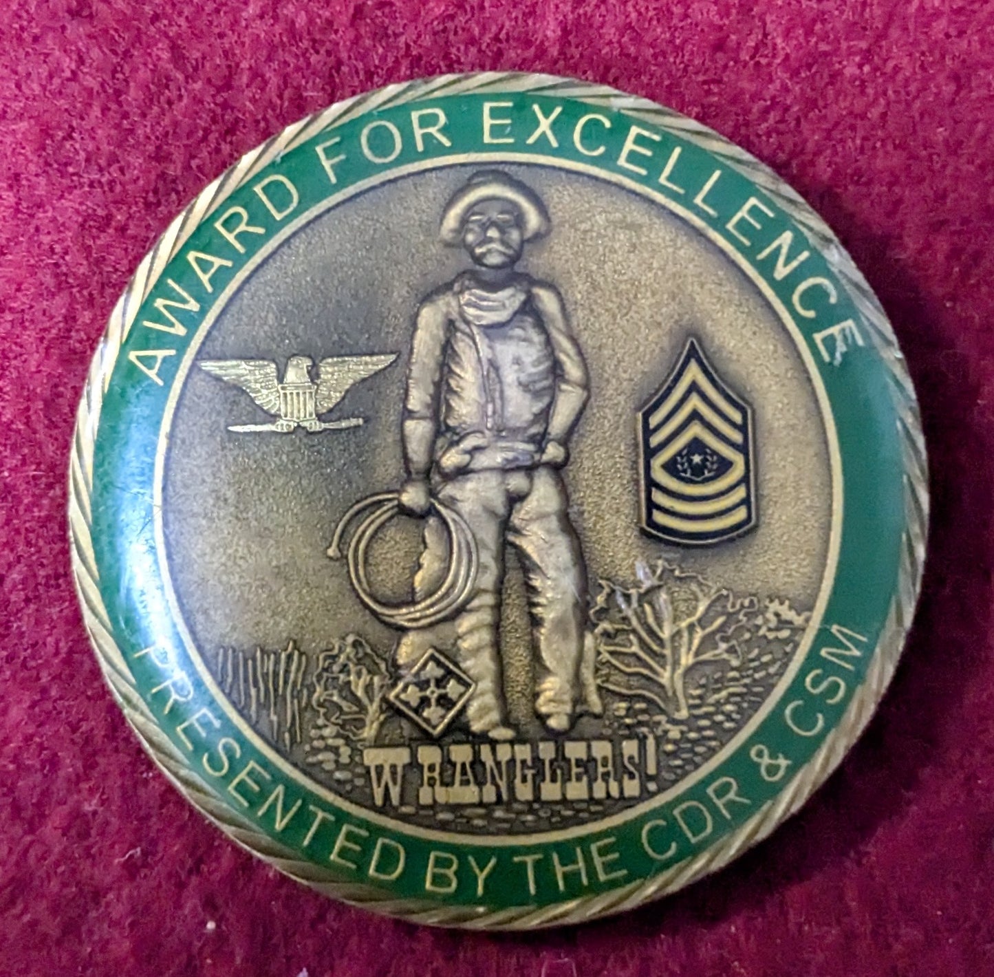 Challenge Coin 4th Infantry Division Mechanized Support Brigade CDR CSM Wrangle (chcc-25May01)