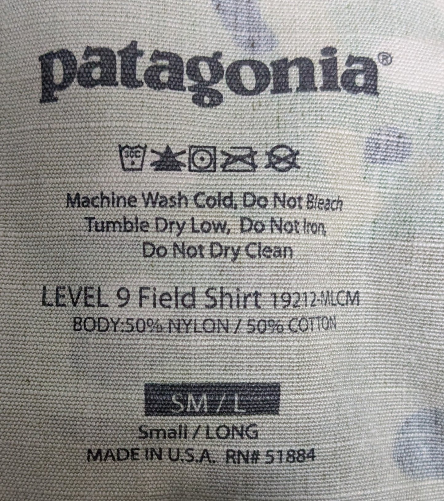Patagonia L9 Field Shirt Small Long (CB3-25Sep111)