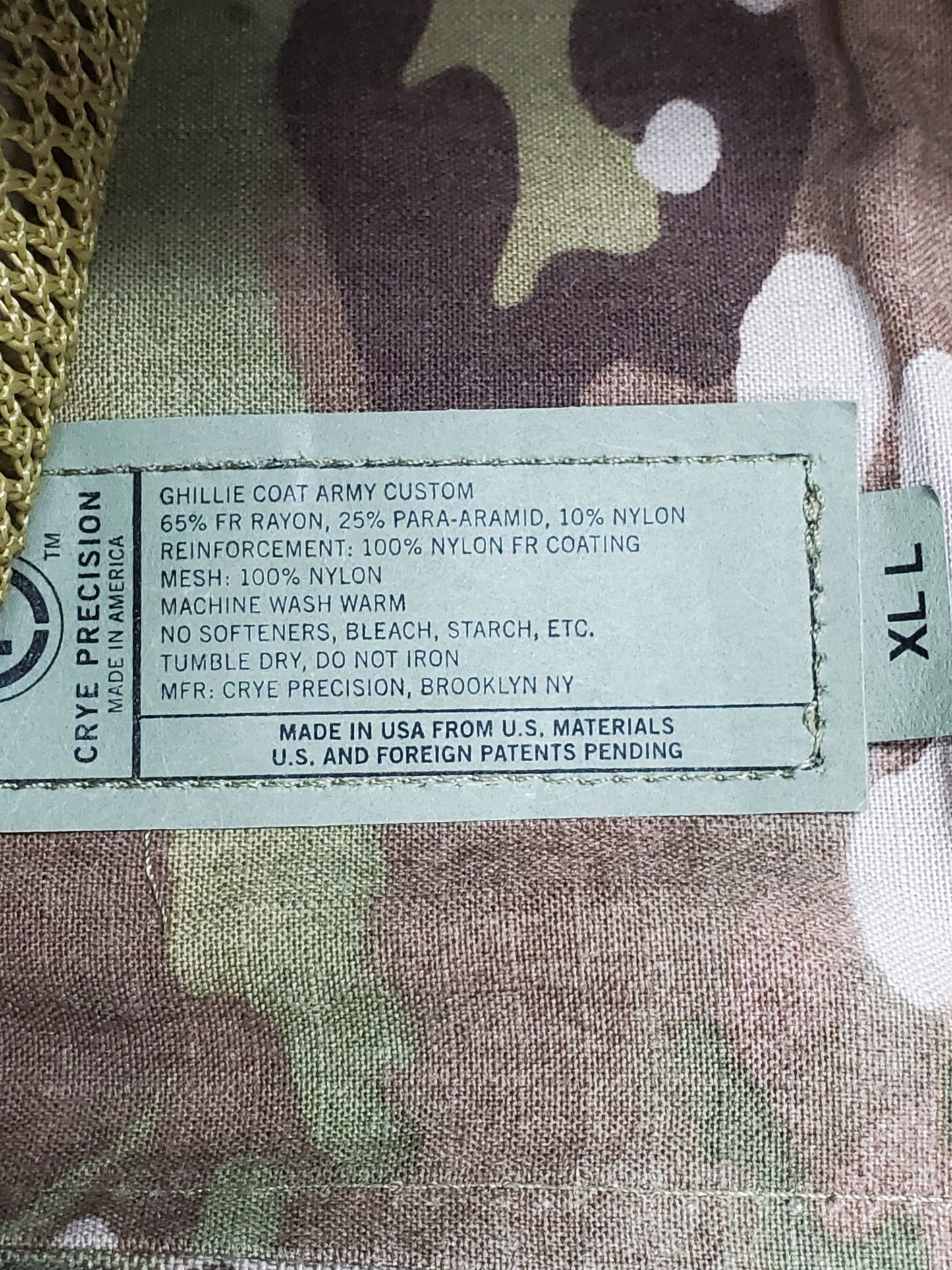 NEW - CRYE PRECISION Base Layer Ghillie Coat Top X-Large Long APR-GC4-02-XXL OCP (da03-25jan16)