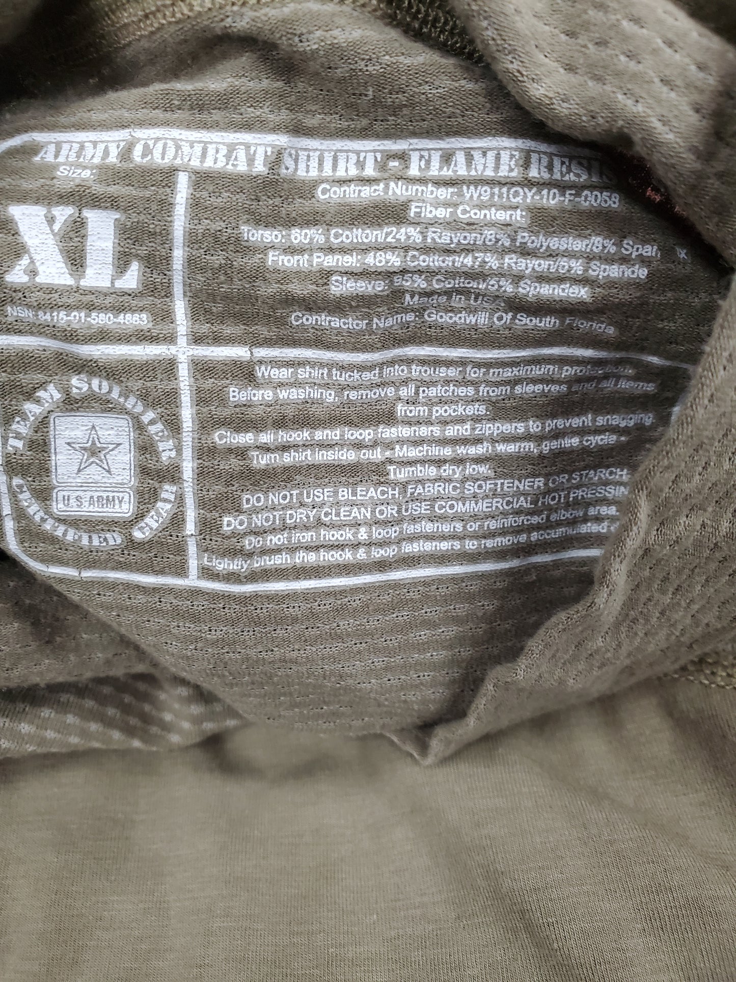 NOS US Army X-Large Turtleneck Type 1 Combat OCP Multicam FRAC Top Shirt (ca11-25jan11)