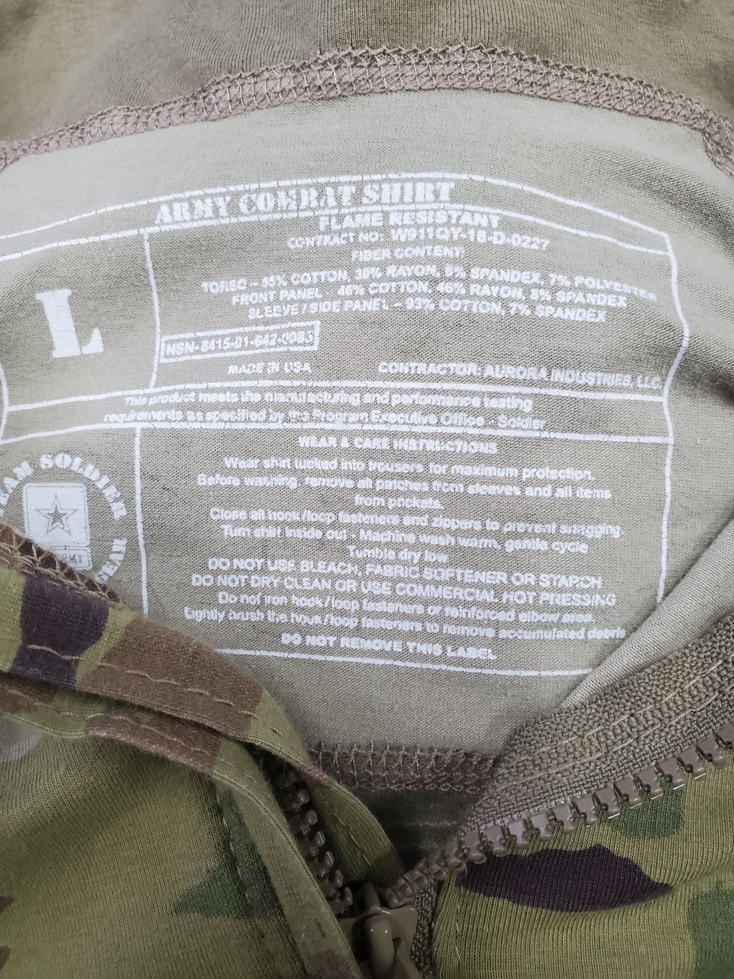 NOS Large 1/4 Quarter Zip Type 2 Combat OCP Multicam FRAC Top Shirt (da10-25jan02)