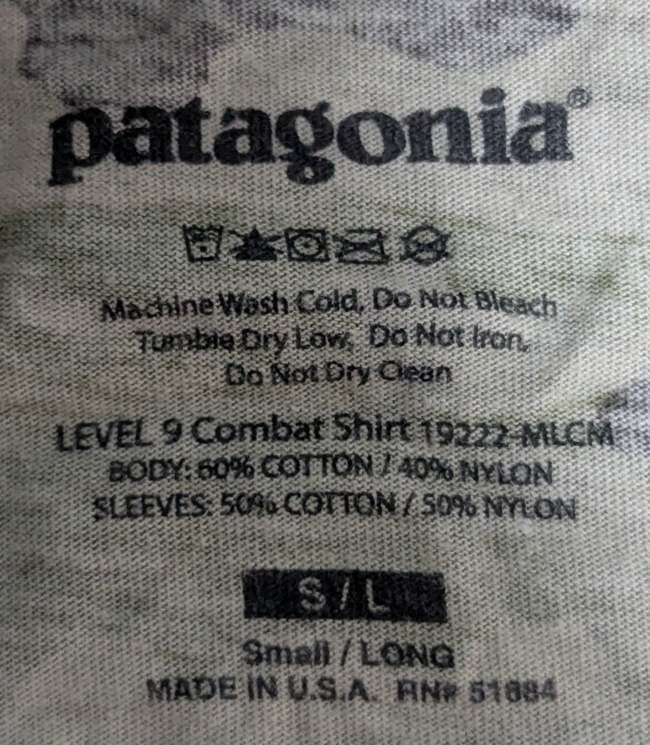 Patagonia Level 9 Combat Shirt Large Long (CB9-25Sep103)