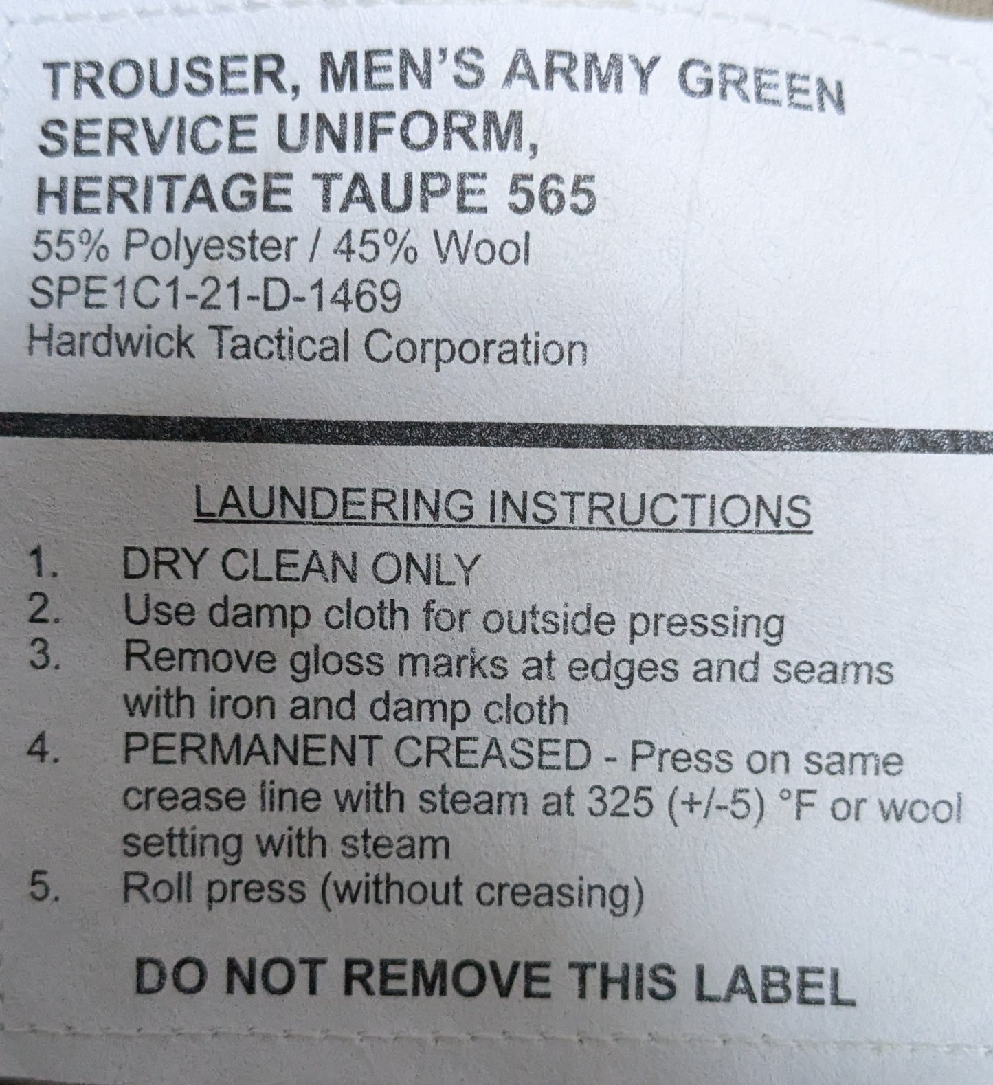 Trousers Men's Army Green Heritage Taupe 33 R-A (CA10-25Aug49)
