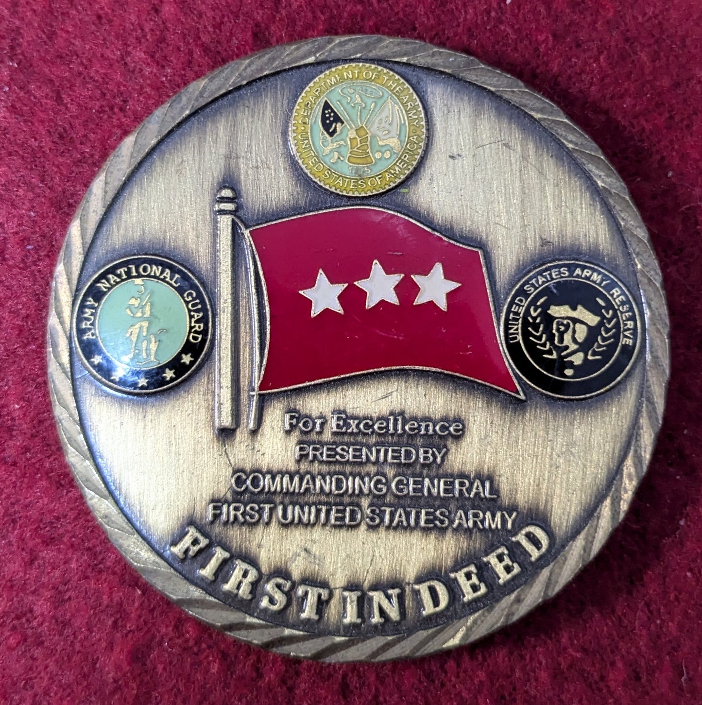 Challenge Coin First United States Army Fort Gillem Georgia 3 Star (chcc-25May27)