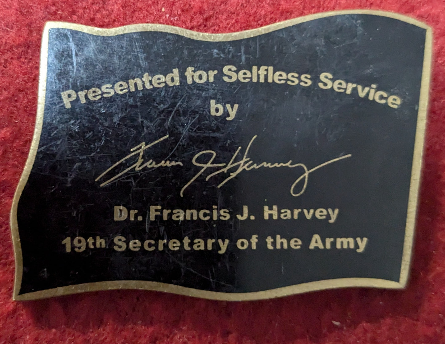 Challenge Coin Selfless Service Dr. Francis Jr. Harvey 19th Secretary of the Army (chcc-25May20)