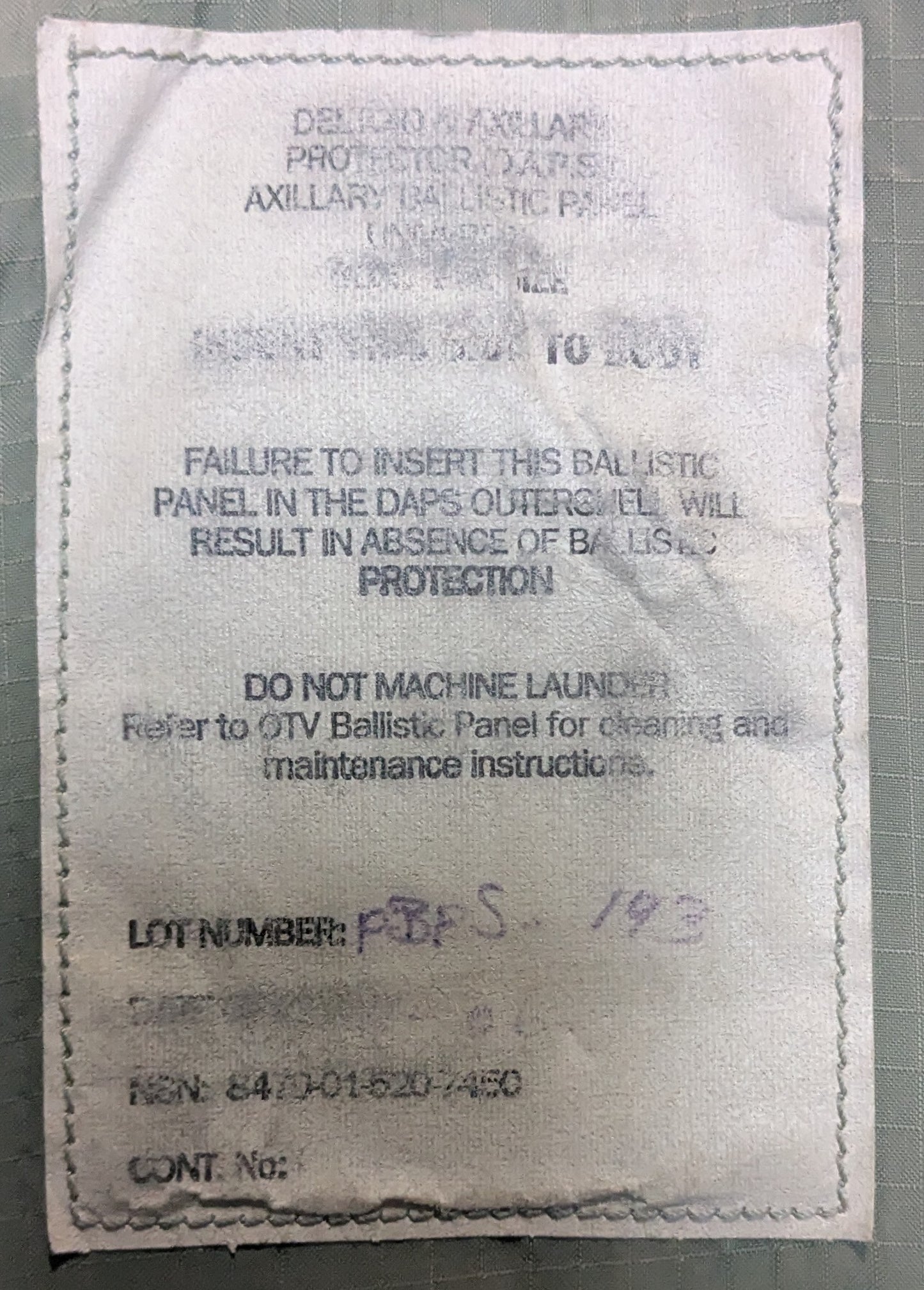 Deltoid Axillary Ballistic Panel Grey (AB14-25Dec17)