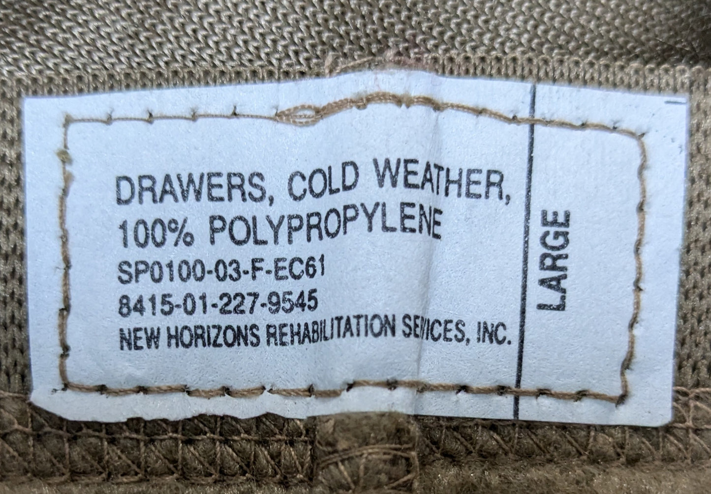 NOS Set of Large '90s Brown Cold Weather Poly-Pro (CA13-25APR04)