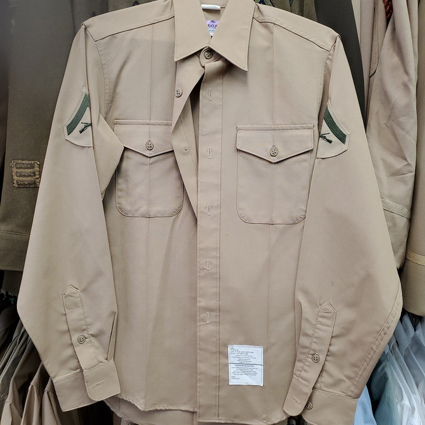 2005 14 1/2 x 34 Khaki Man's Long Sleeve Shirt Vintage (j11i)