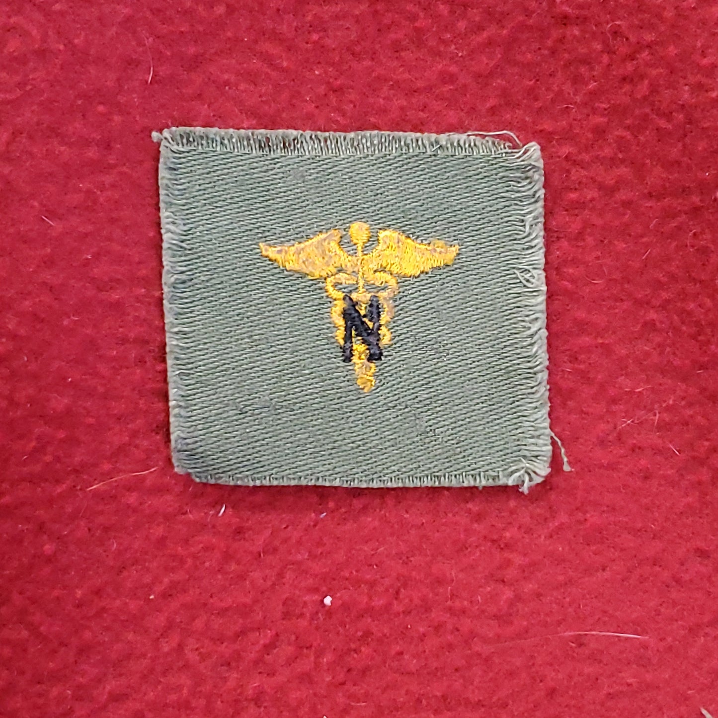 Vietnam Era Nurse Medical Sew on Insignia Gld/OD Vintage (v74L)