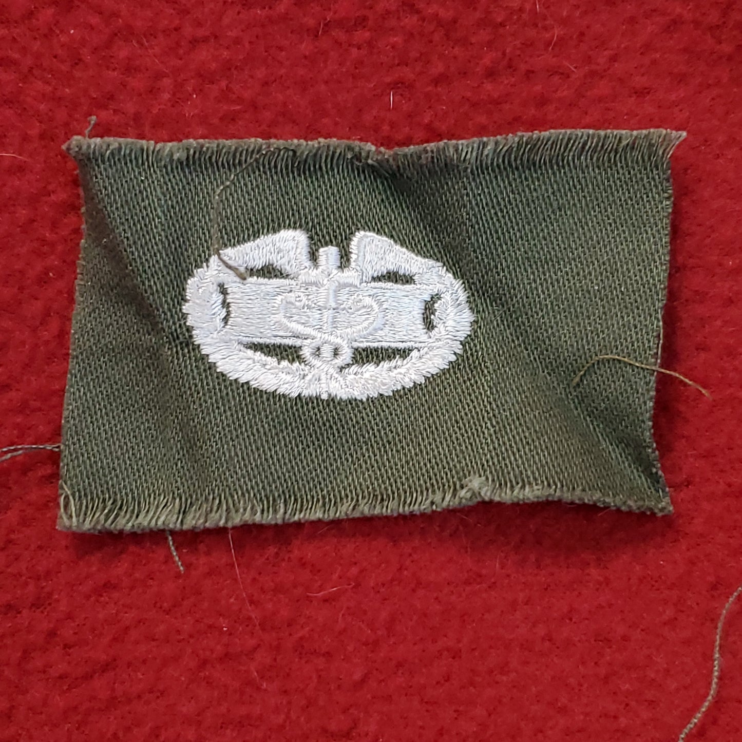 Vietnam Era CMB Combat Medical Sew on Insignia Wht/OD Vintage (v100L)