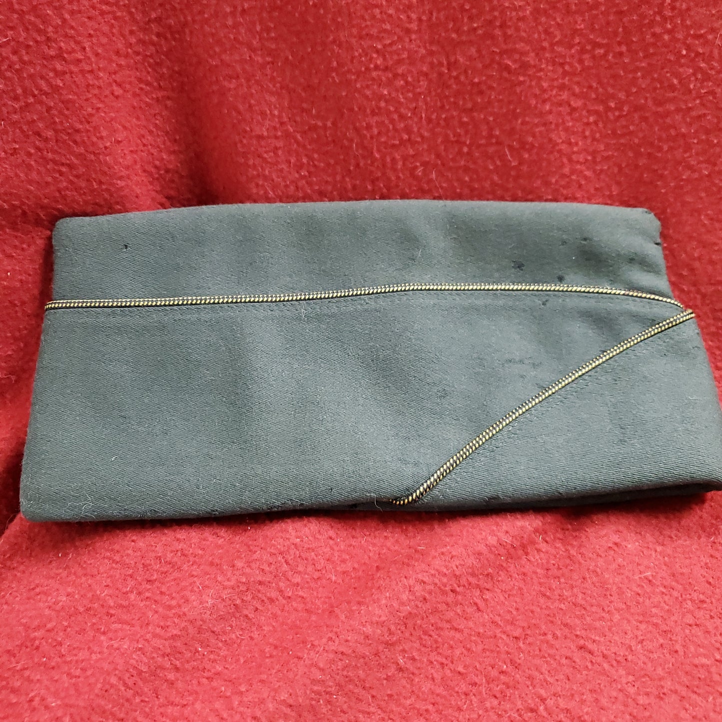 Vintage 6 7/8 Men's Army Wool Green 44 Military Gold Garrison Cap (BB04-18a41)