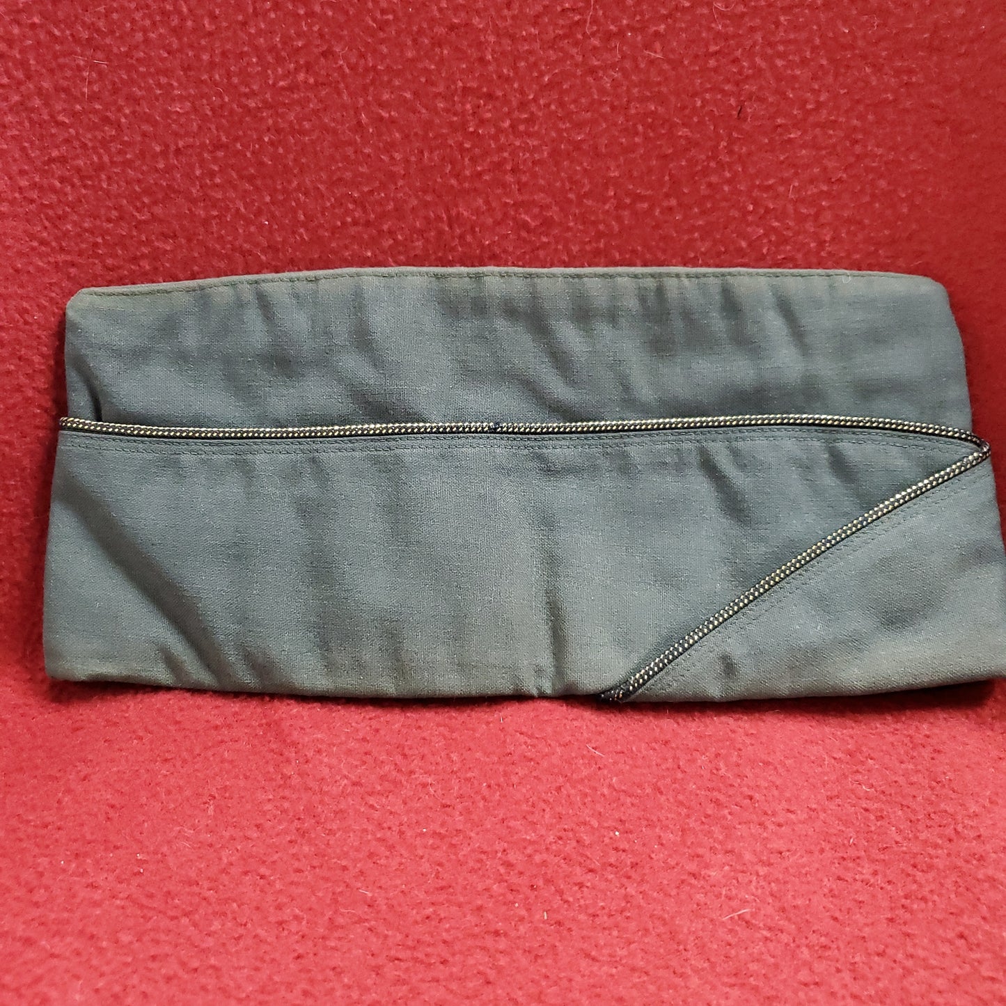 Vintage ? ?/? Men's Army Wool Green 44 Military Gold Garrison Cap (BB04-18a37)