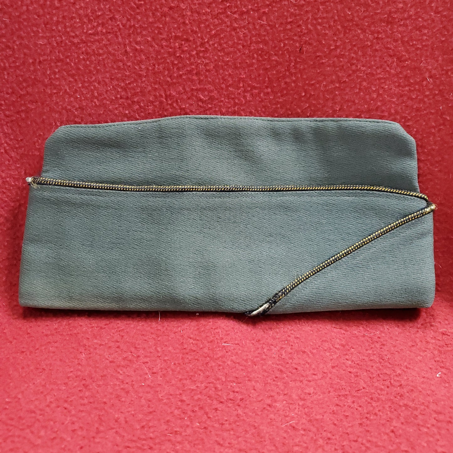 Vintage ? ?/? Men's Army Wool Green 44 Military Gold Garrison Cap (BB04-18a42)