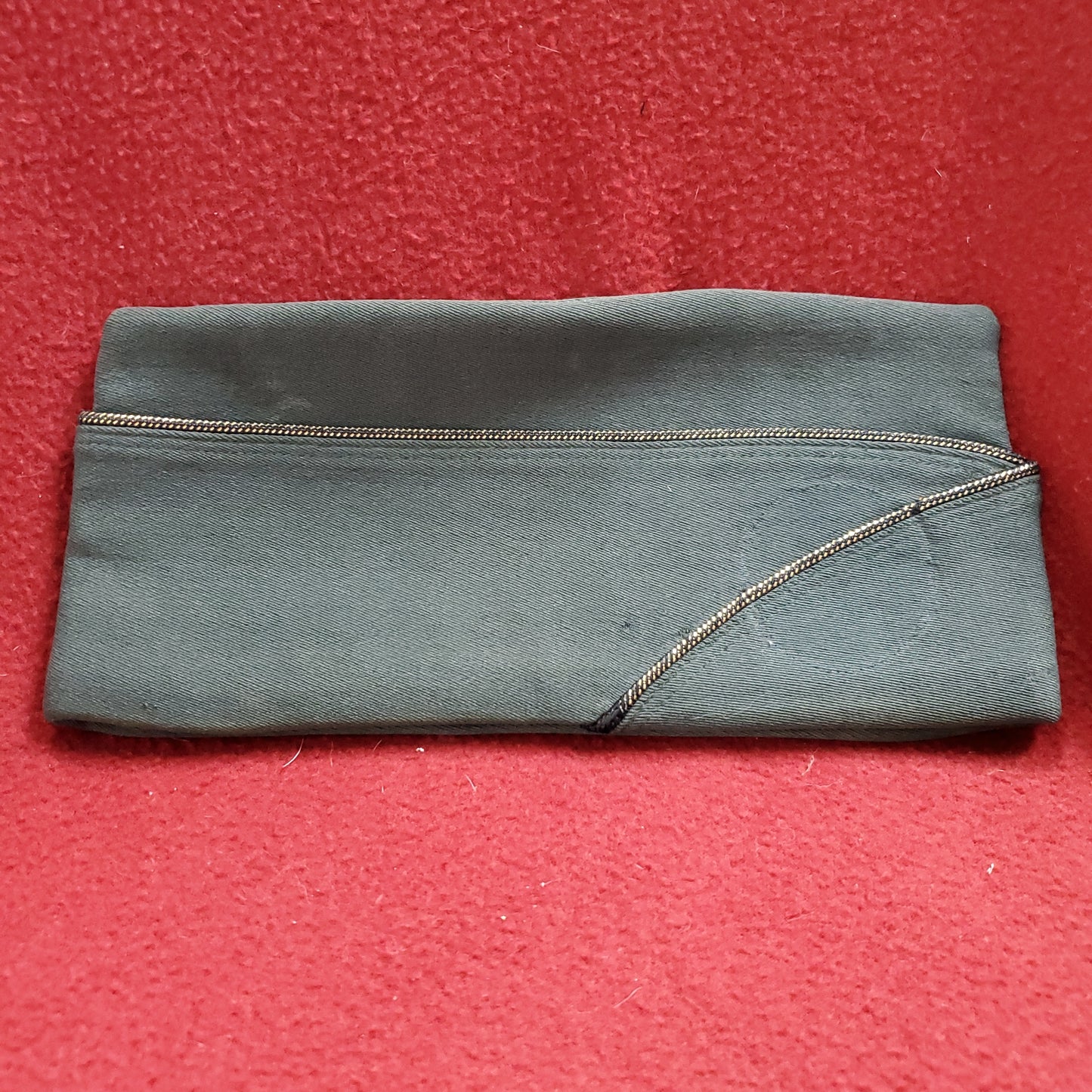Vintage ? ?/? Men's Army Wool Green 44 Military Gold Garrison Cap (18a43)