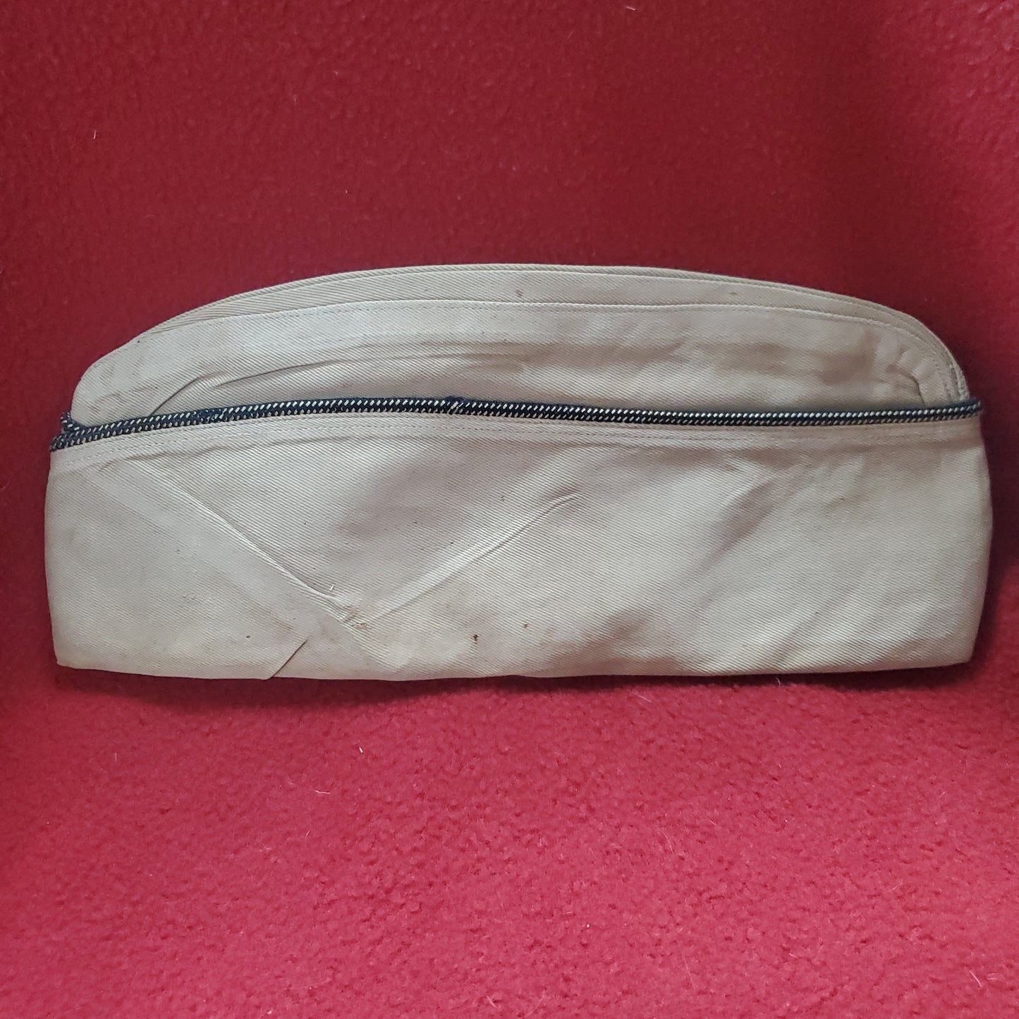 WWII Vintage ? ?/? Men's Army Khaki Gold Garrison Cap (BB04-18a74)