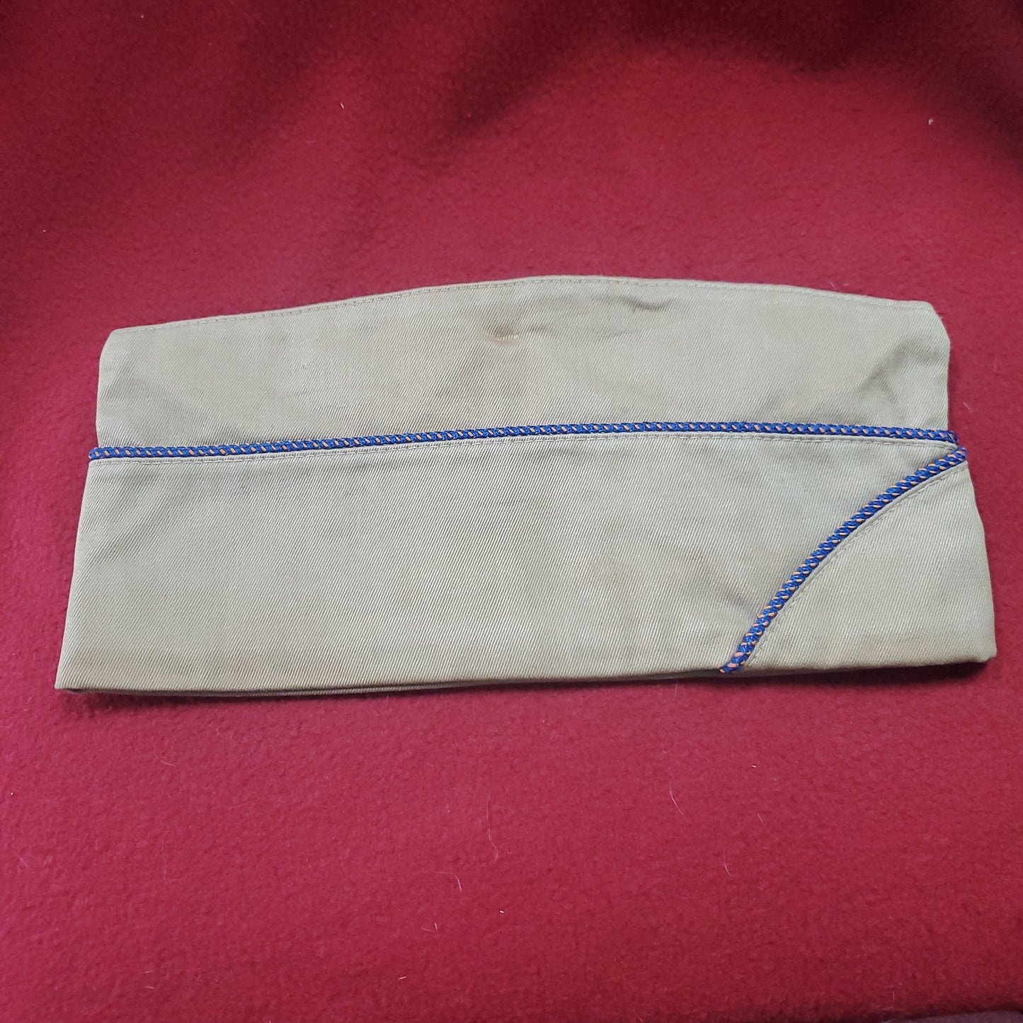 WWII Vintage 7 Men's Army Khaki Gold Blue Garrison Cap (BB04-18a24)