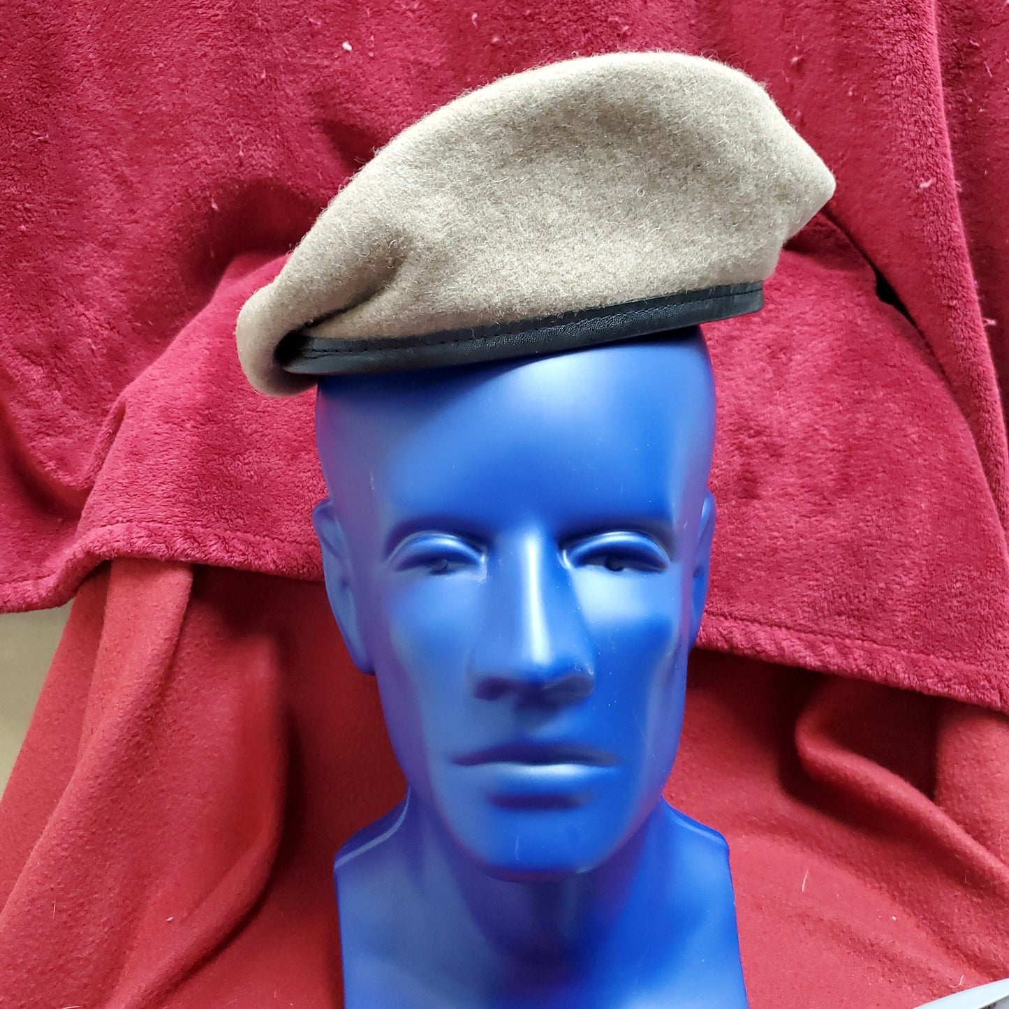 VINTAGE Bancroft Military 6 5/8 Tan Wool Beret Uniform Army (fb03-3)