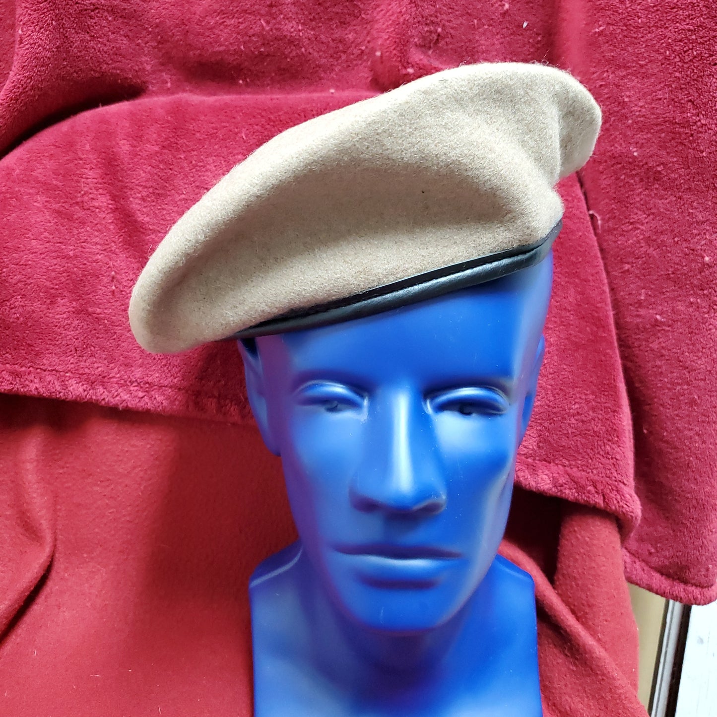 VINTAGE Bancroft Military 7 5/8 Tan Wool Beret Uniform Army (fb03-7)