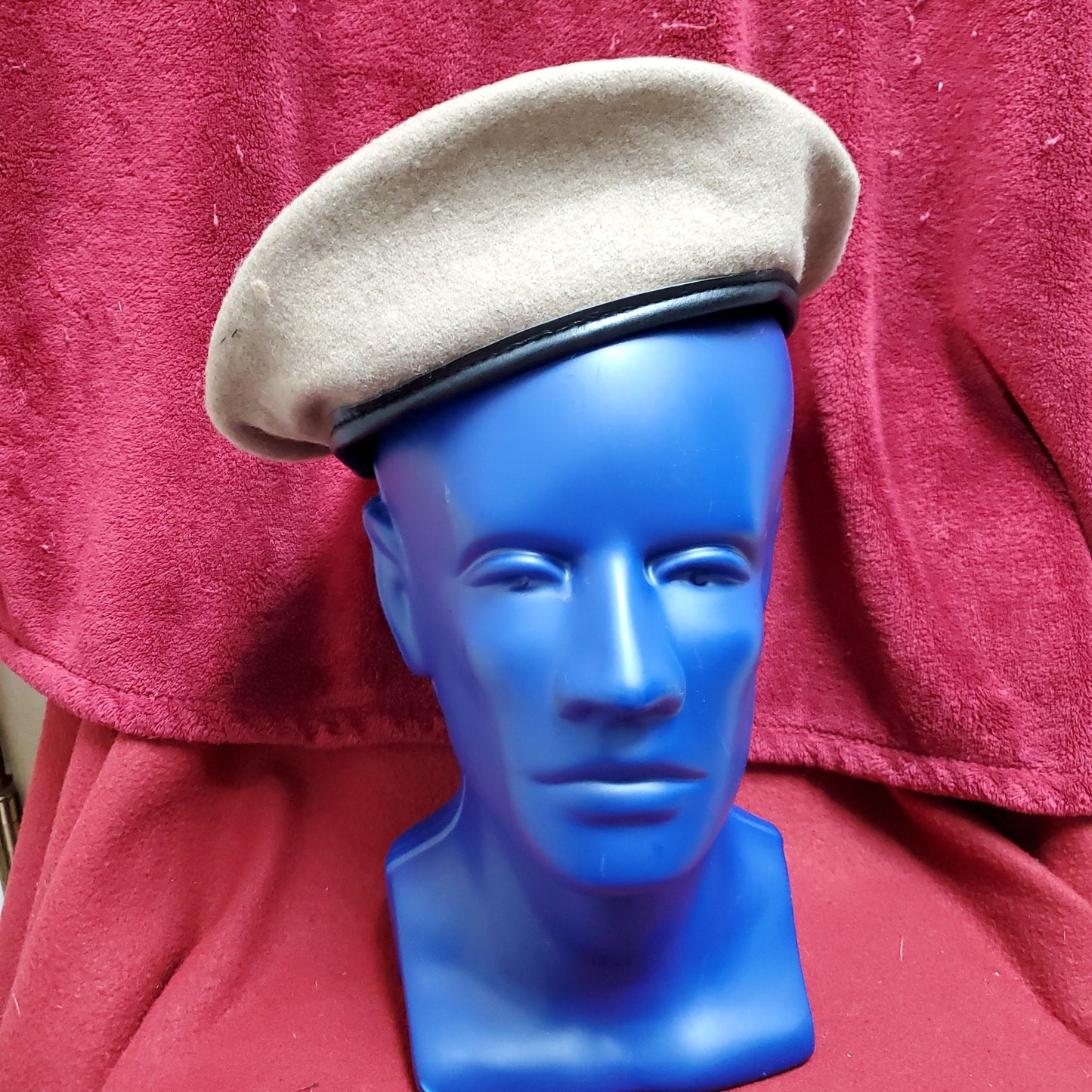 VINTAGE Bancroft Military 7 5/8 Tan Wool Beret Uniform Army (fb03-11)