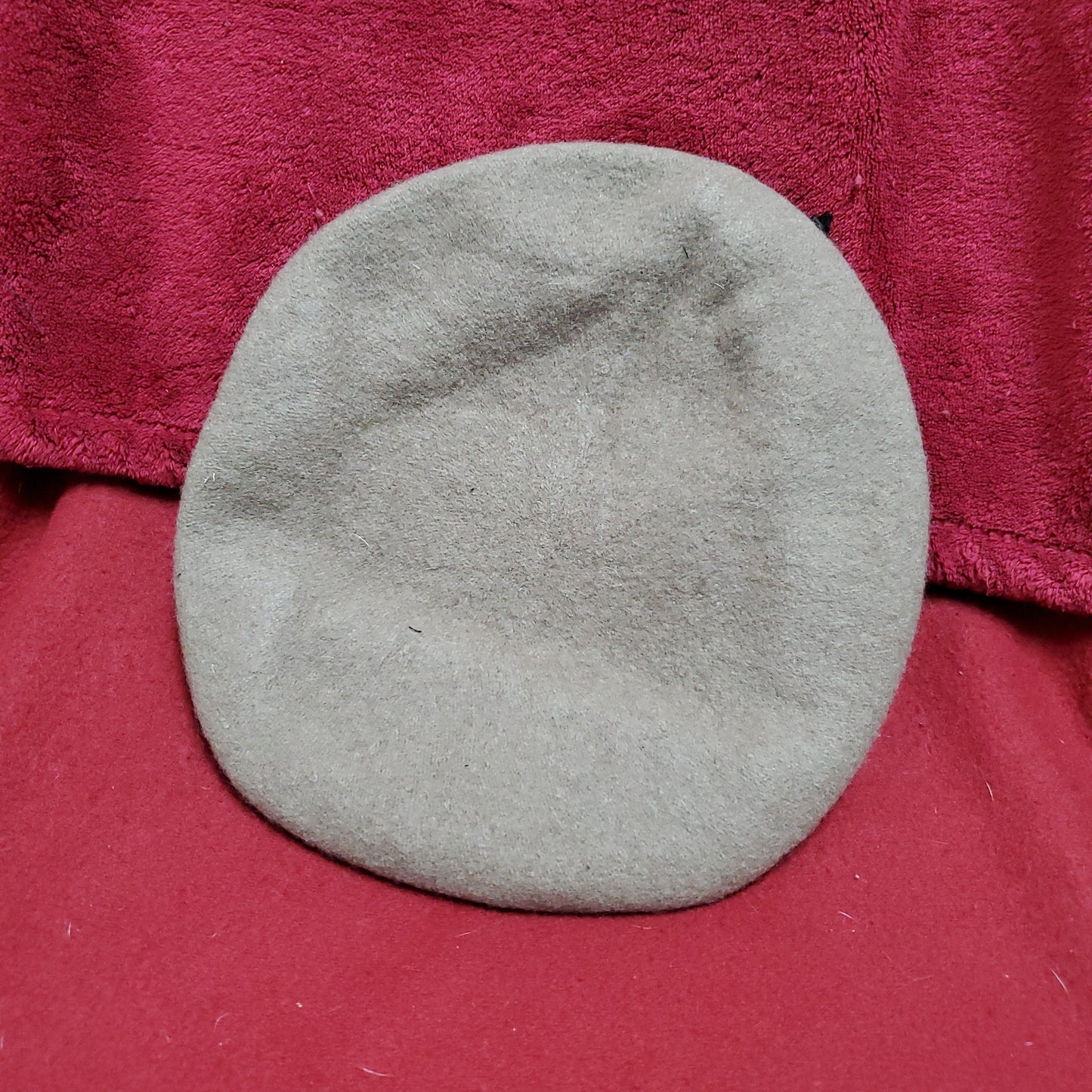 VINTAGE Bancroft Military 6 7/8 Tan Wool Beret Uniform Army (fb03-13)