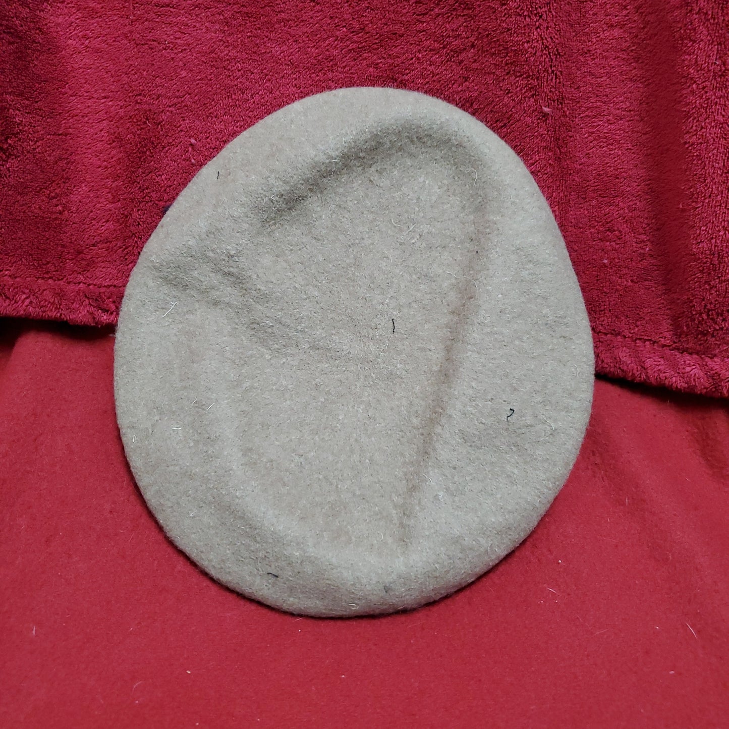 VINTAGE Bancroft Military 6 7/8 Tan Wool Beret Uniform Army (fb03-10)