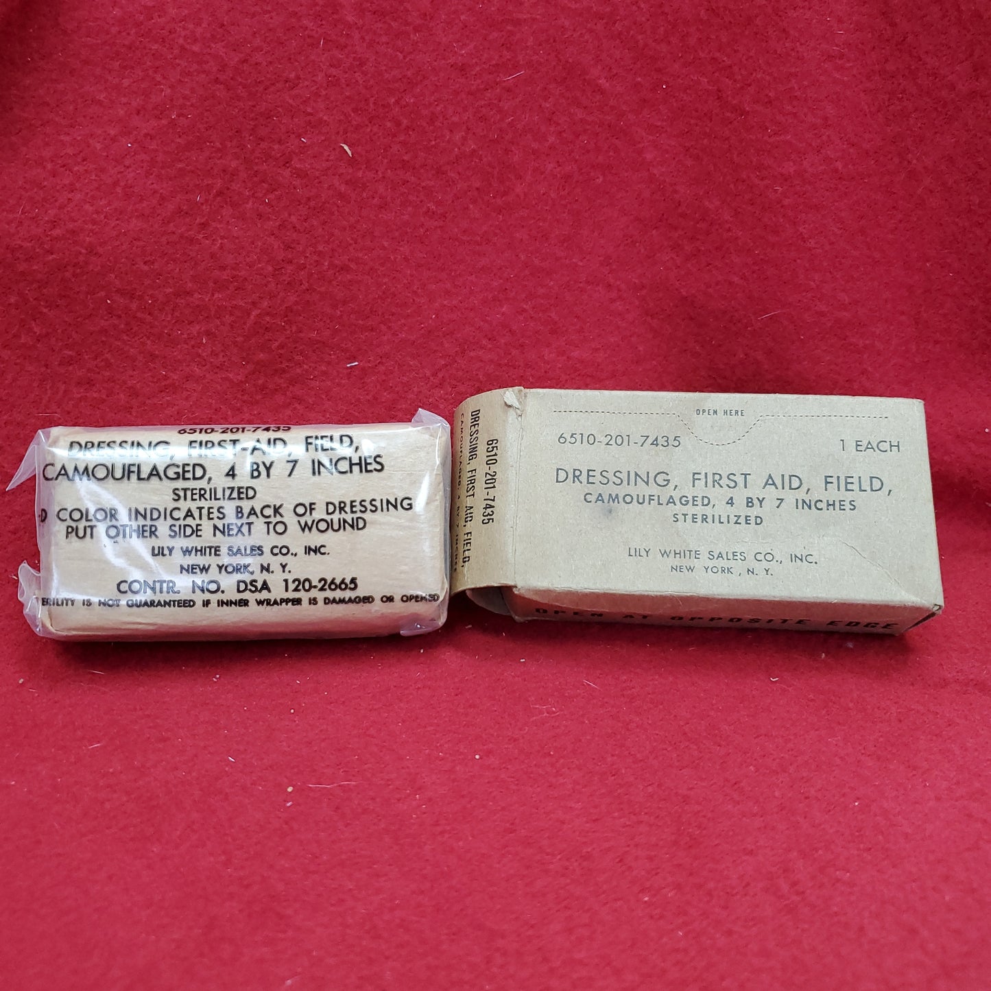 Vintage First Aid Field Dressing Camouflage 4"x7" Lily White (25s)