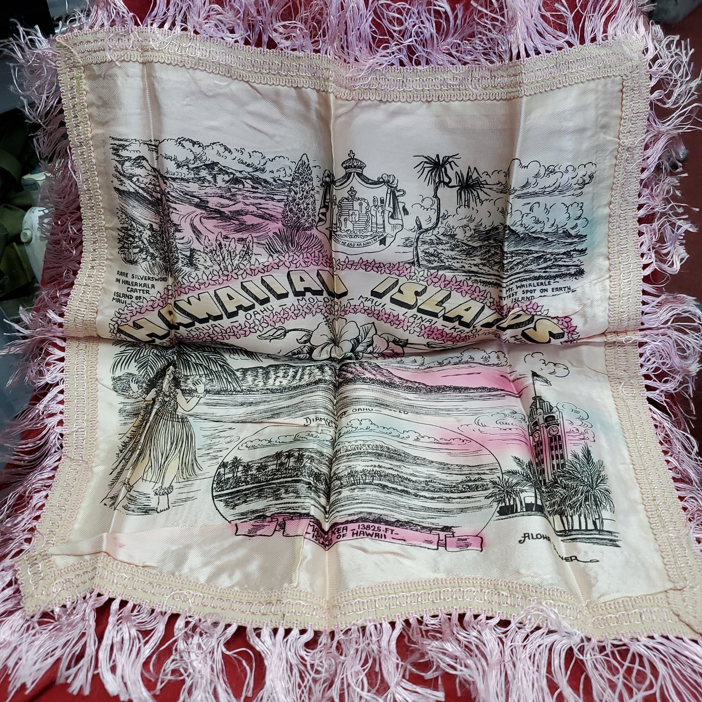 Vintage "HAWAIIAN ISLANDS" 15"x15" Throw Pillow Cover (26s ac09-19)
