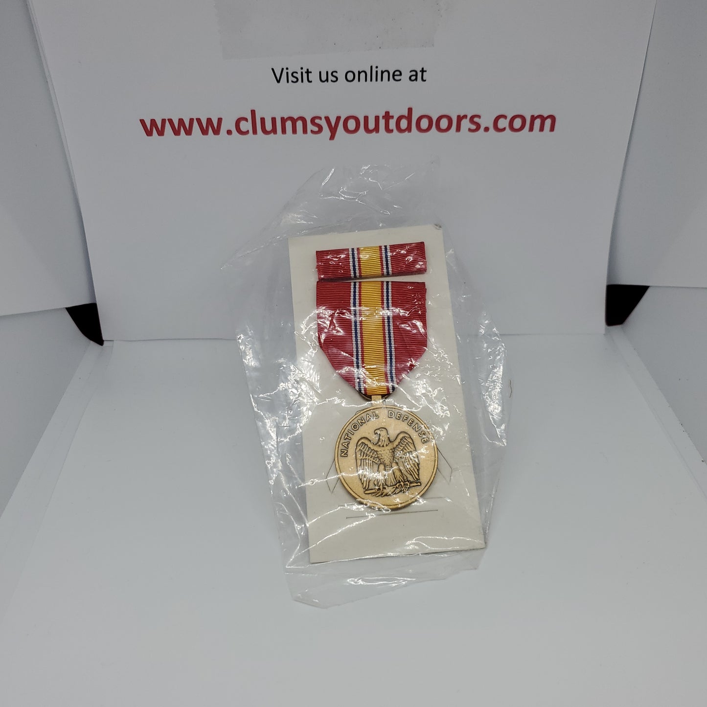 VINTAGE US Military "NATIONAL DEFENSE" Service Medal Lapel Pin Ribbon Box Set Army (1mrp7)