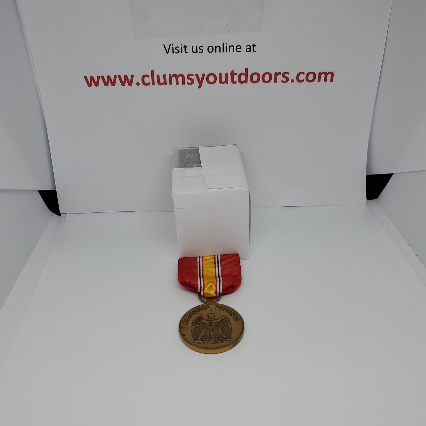 VINTAGE US Military "NATIONAL DEFENSE" Service Medal Lapel Pin Ribbon Box Set Army (1mrp12)
