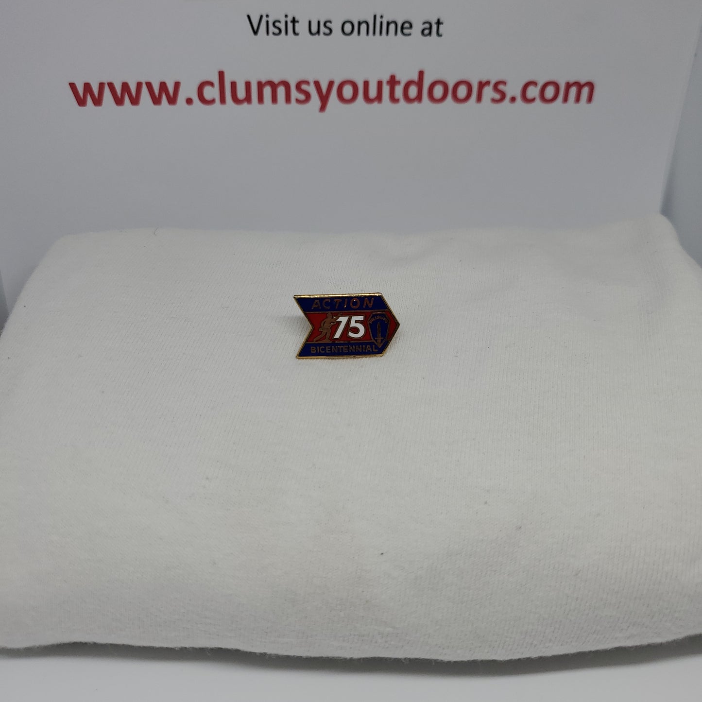 VINTAGE US Army 75th Infantry ACTION Bicentennial Hat Pin Medal (1mrp33)