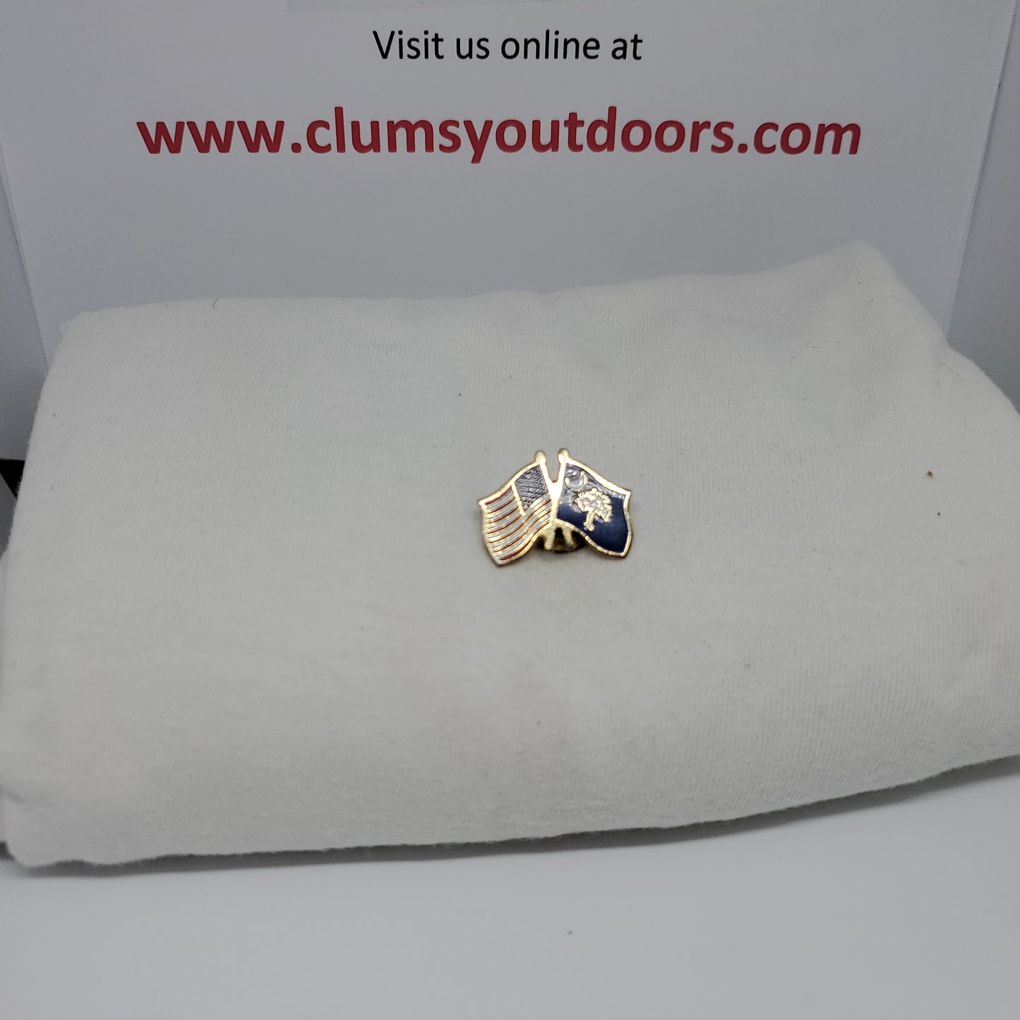 VINTAGE US & South Carolina Cross Flags Lapel Hat Pin Medal (1mrp46)
