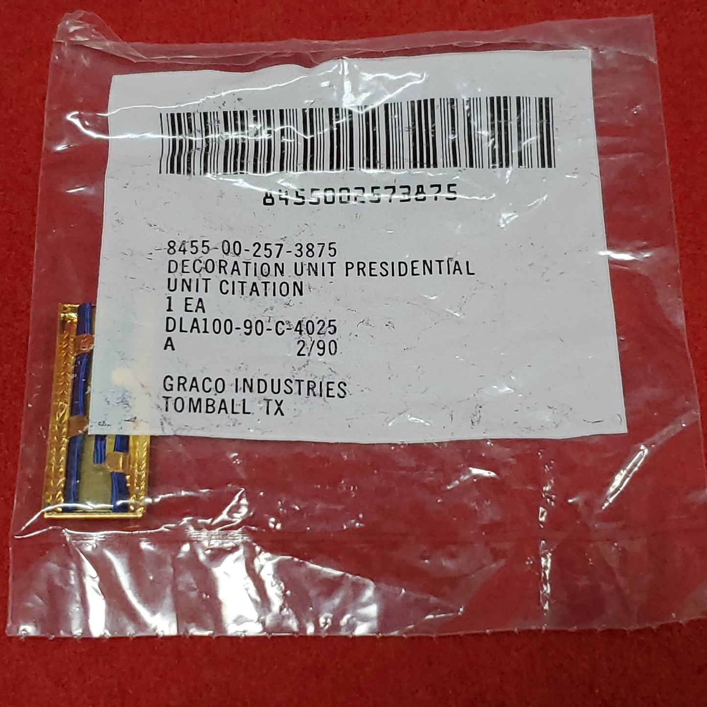 VINTAGE US Army PRESIDENTIAL UNIT CITATION Lapel Bar Pin Crest DUI (02o11)