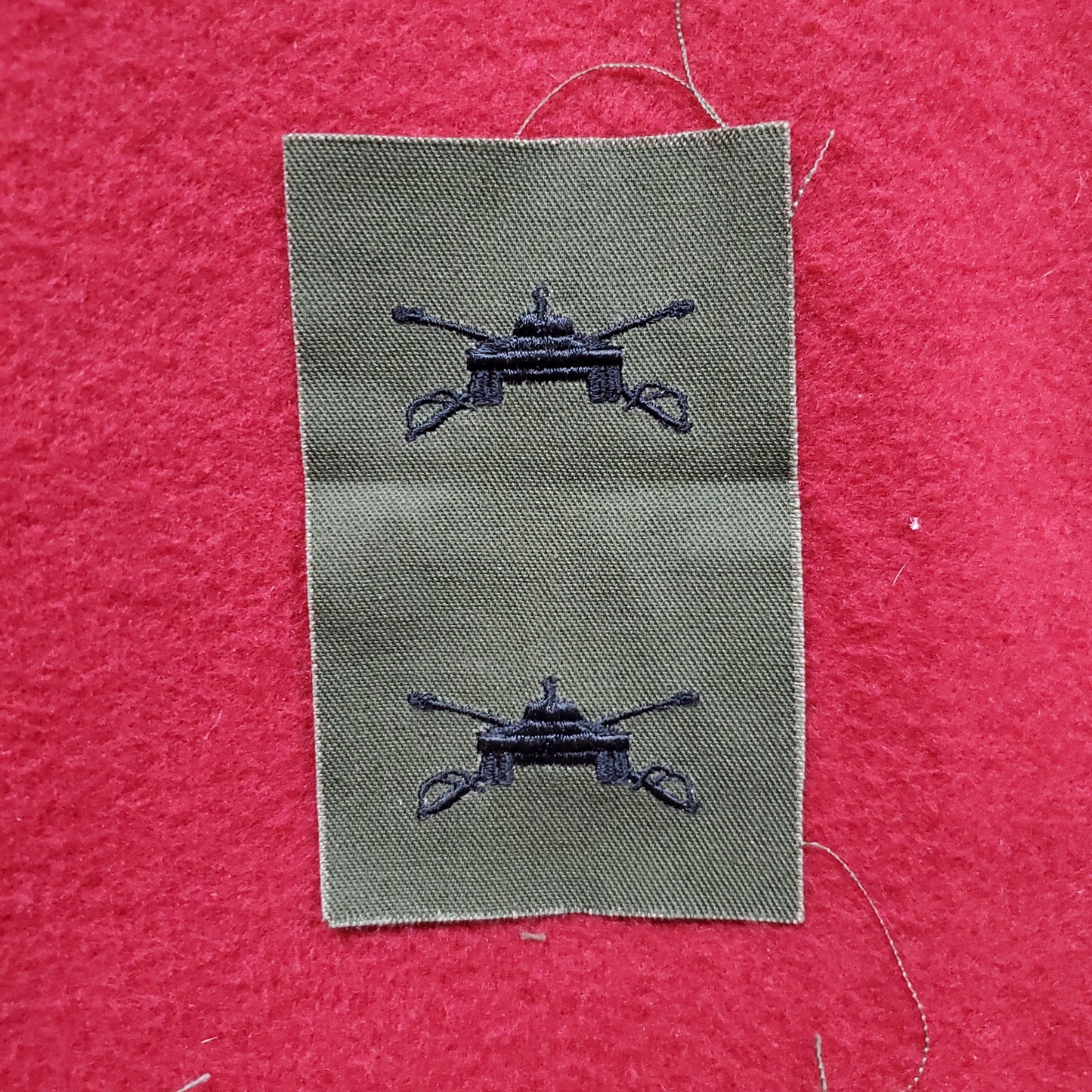 VINTAGE Pair US Army ARMOR OFFICER Sew On OD Olive Drab Vietnam Era BDU Woodland (03o31)