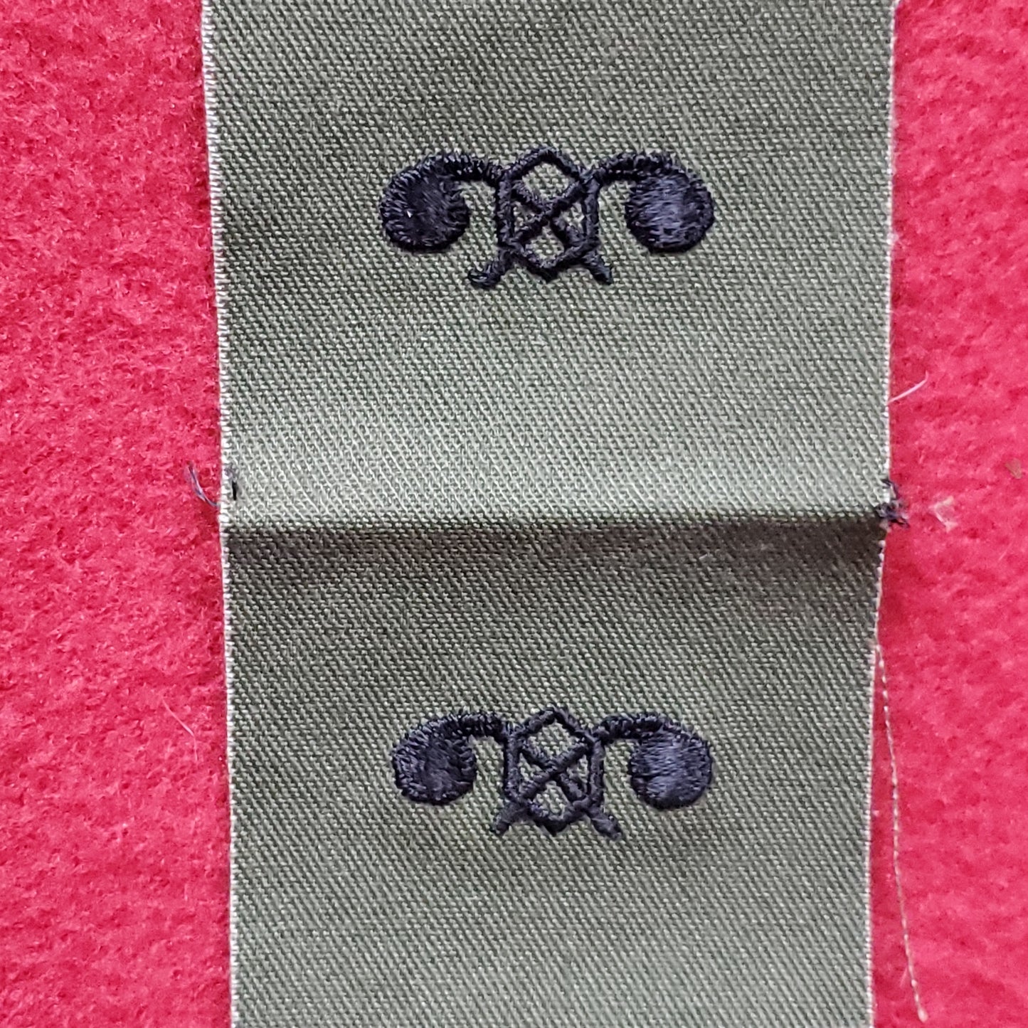 VINTAGE US Army PAIR of CHEMICAL CBRN NBC Patch Sew On OD Olive Drab Black Subdued (05o23)
